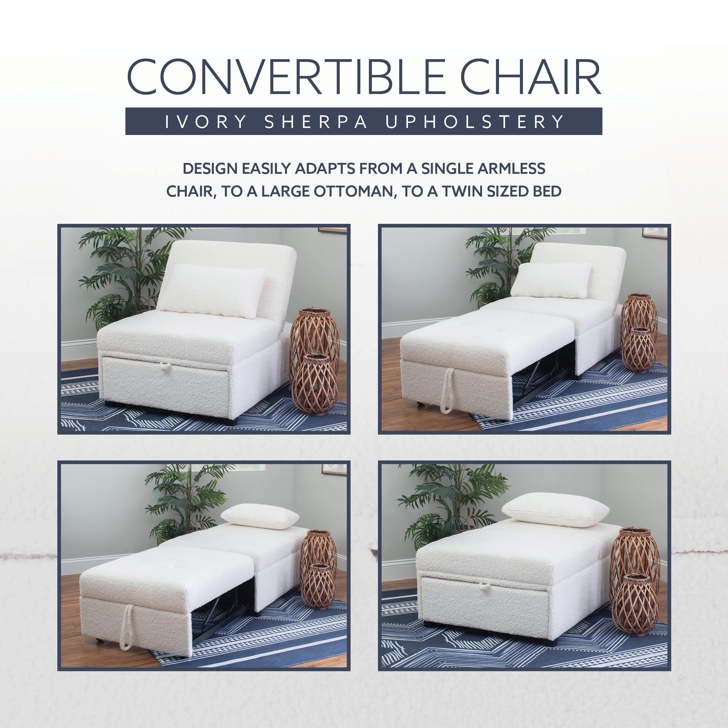 Linon Grayson Sofa Bed, Ivory, large