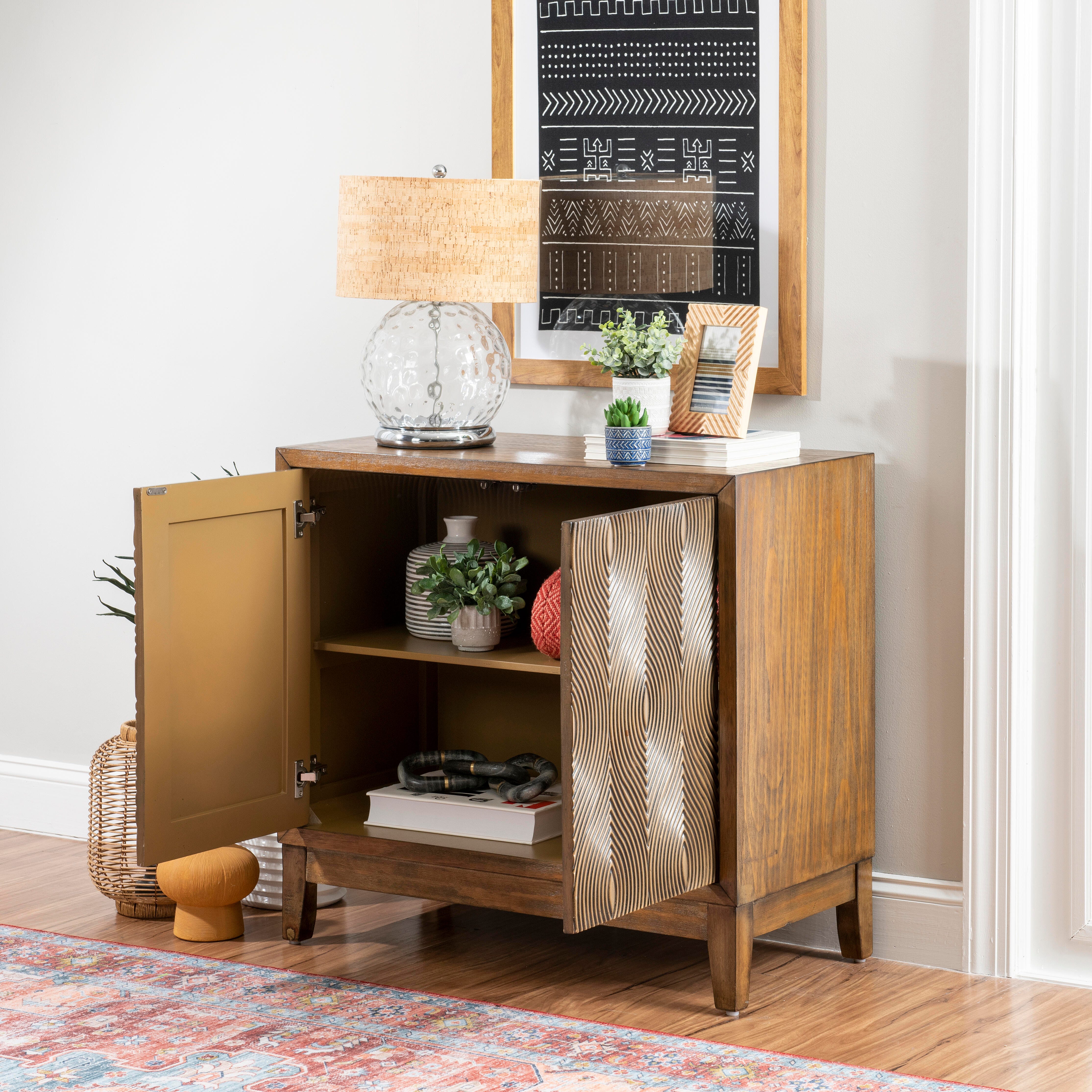 Linon Berkley 34.5" Accent Cabinet, Brown, large