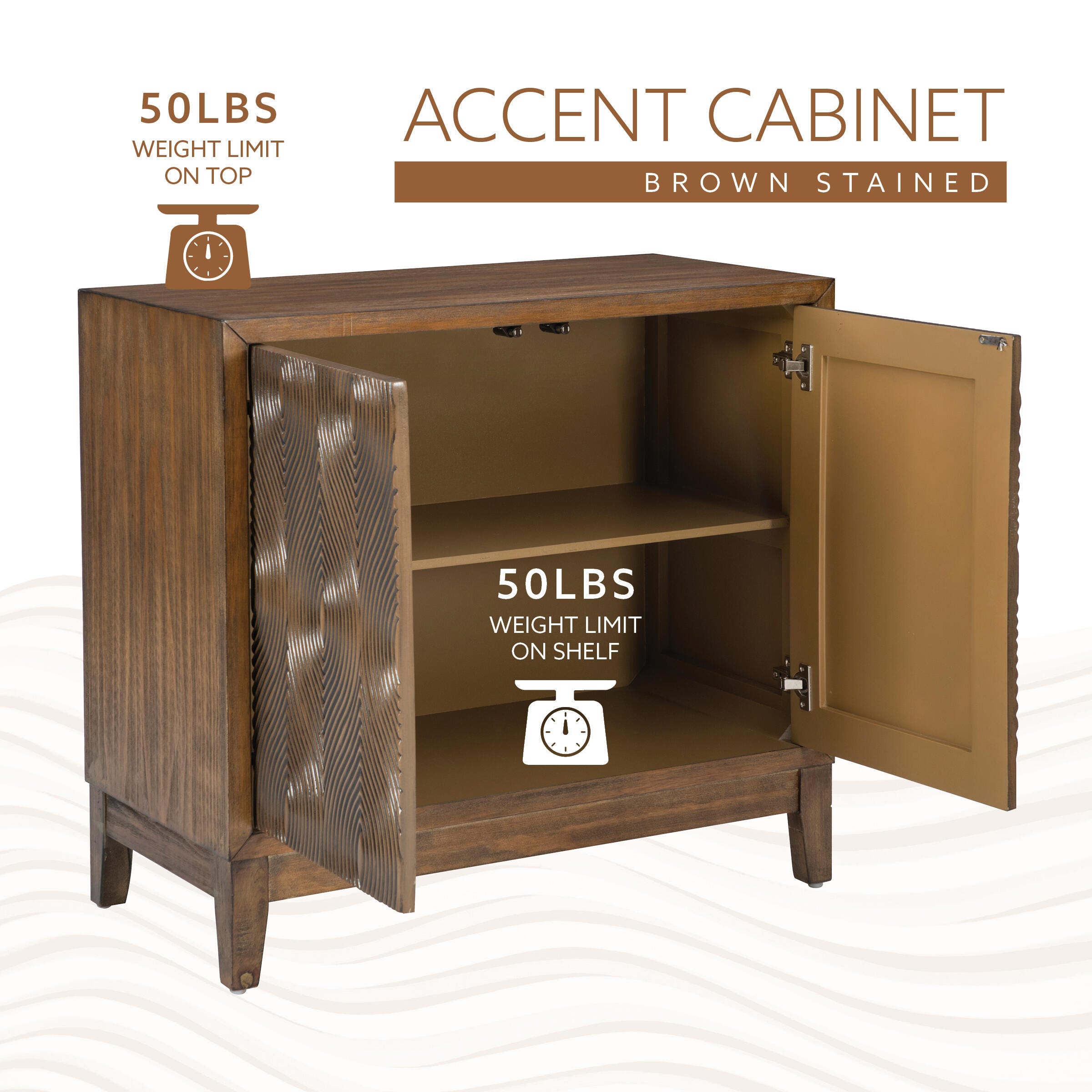 Linon Berkley 34.5" Accent Cabinet, Brown, large