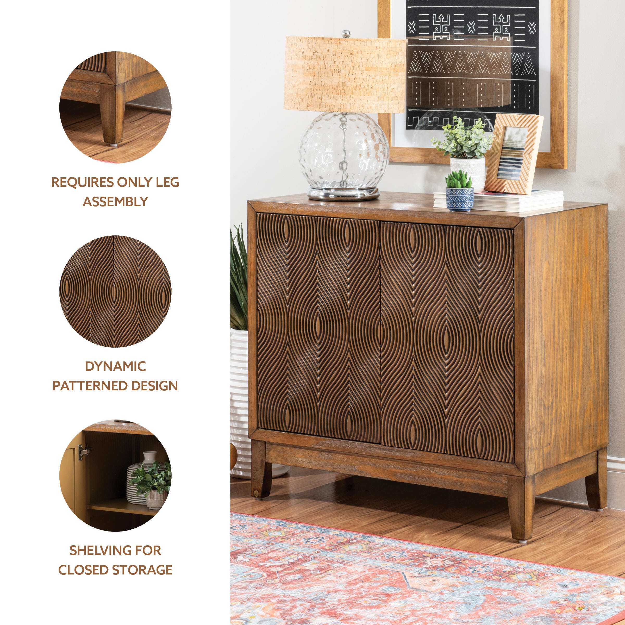 Linon Berkley 34.5" Accent Cabinet, Brown, large