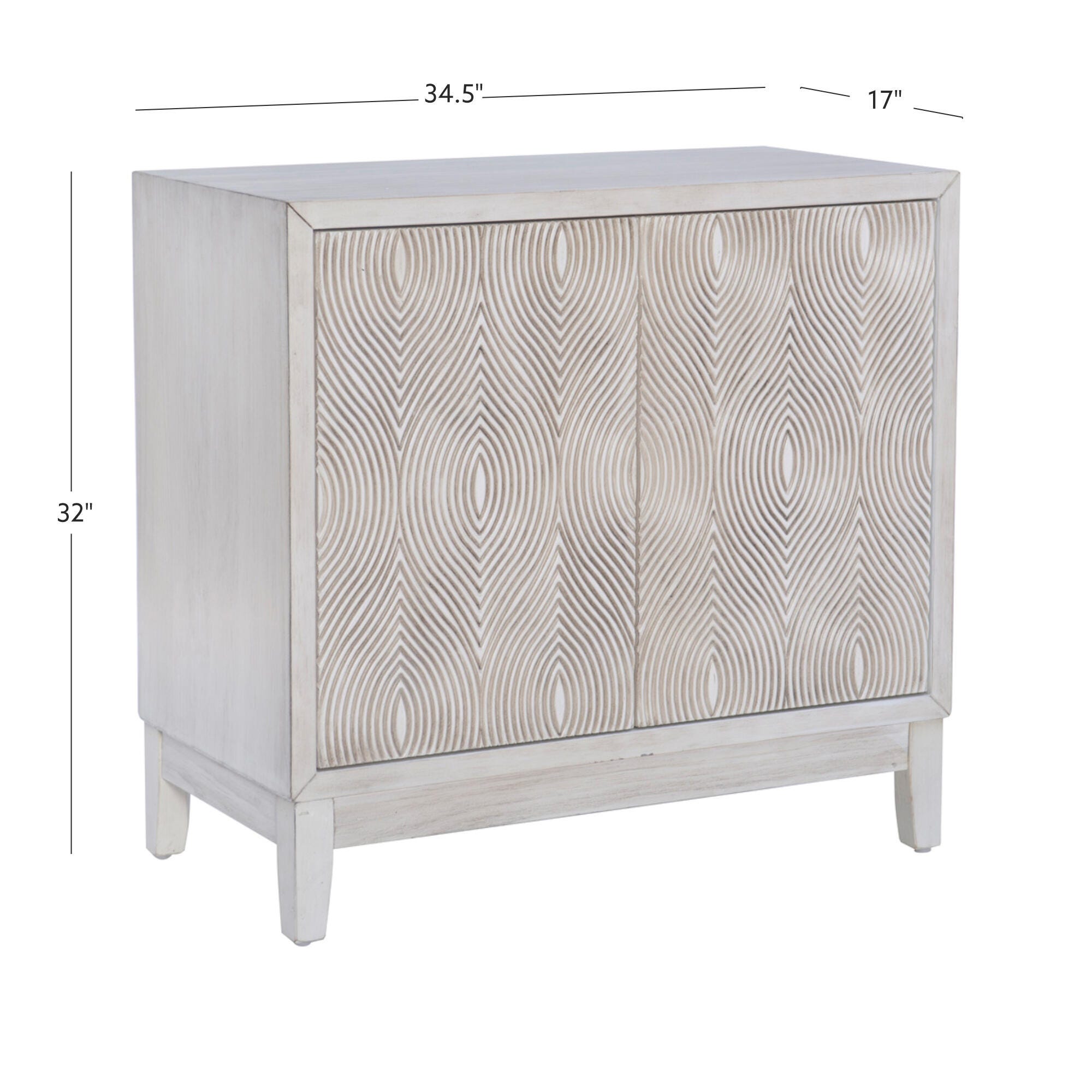 Linon Berkley 34.5" Accent Cabinet, Antique White, large