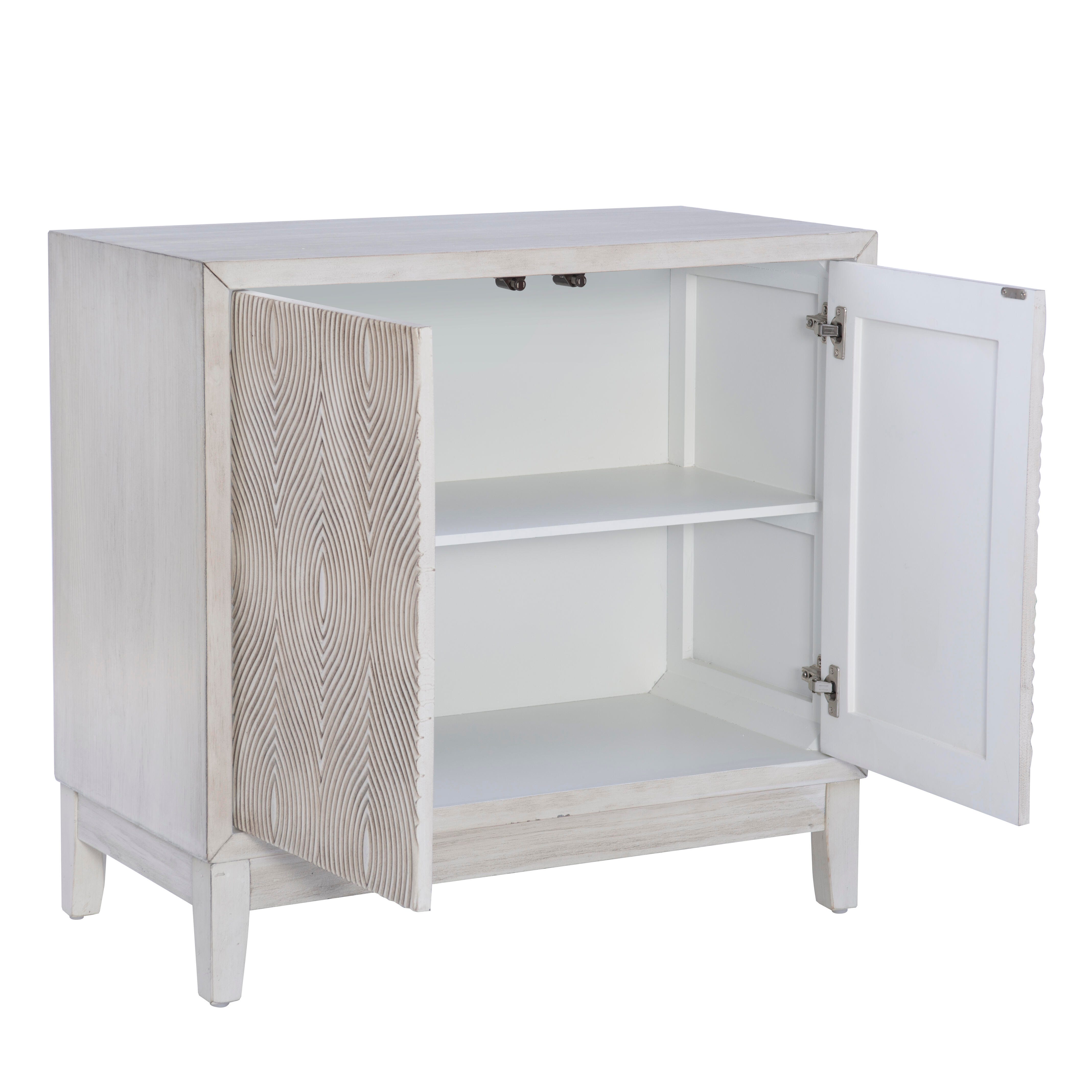 Linon Berkley 34.5" Accent Cabinet, Antique White, large