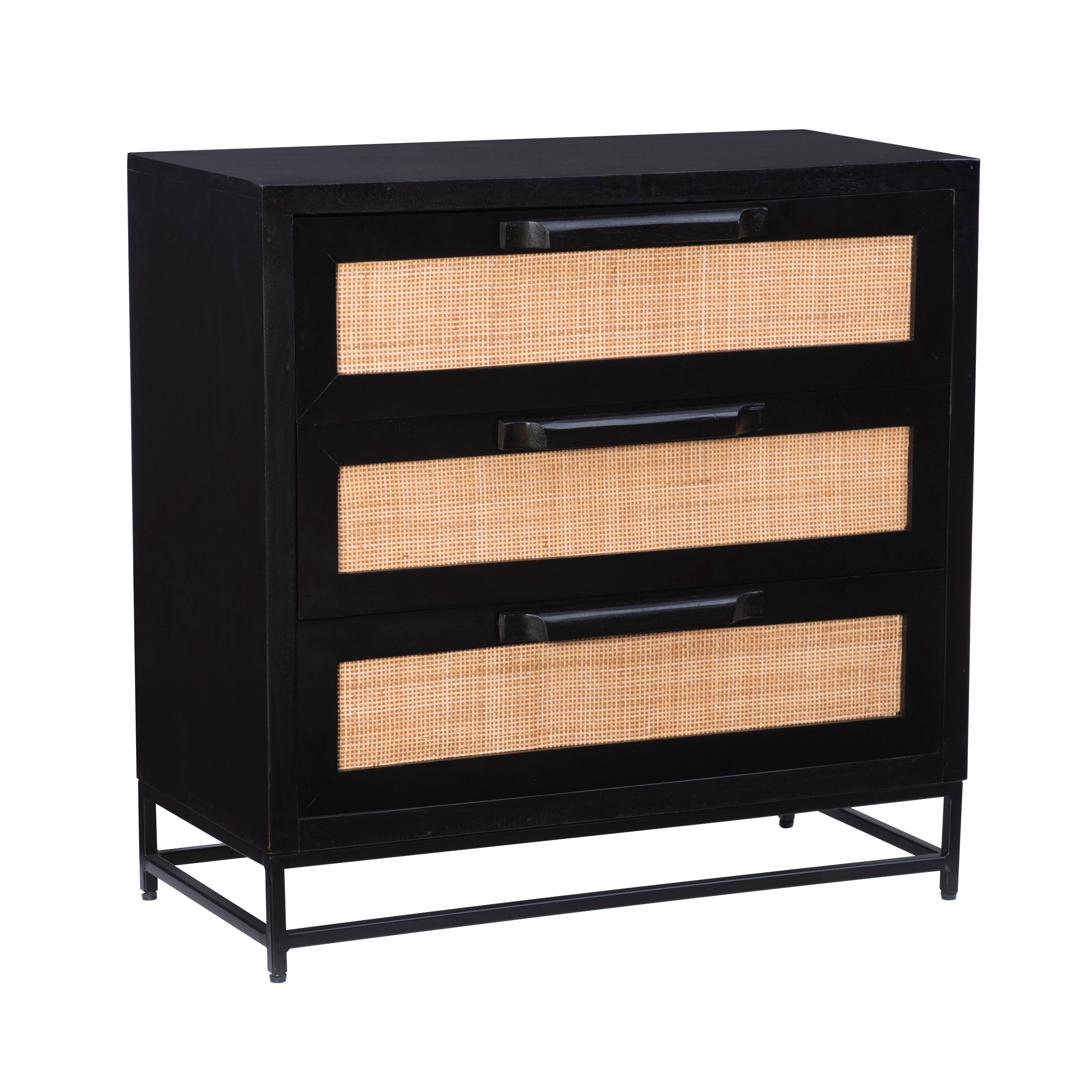 Linon Jones Three Drawer Cabinet, Black, large
