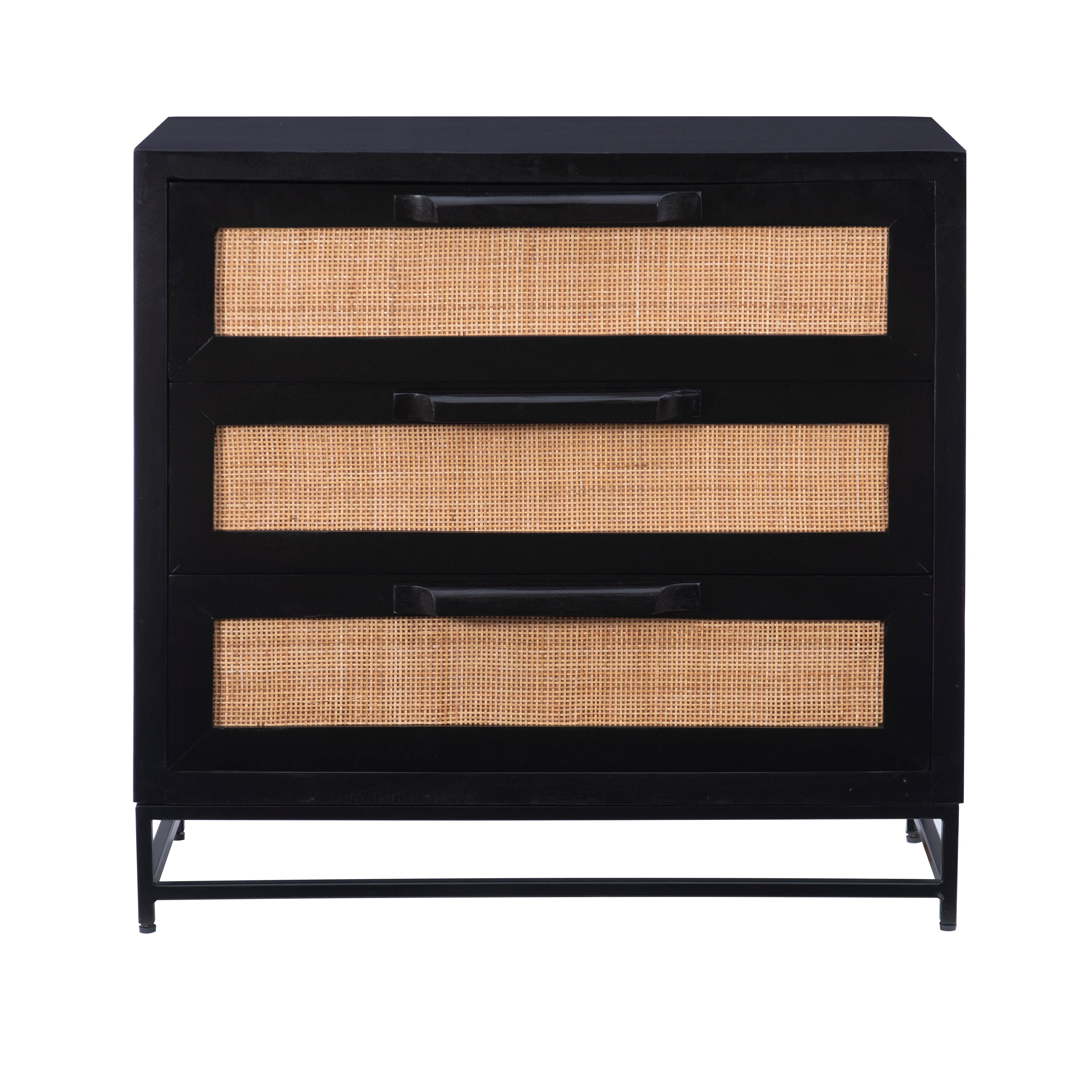 Linon Jones Three Drawer Cabinet, Black, large