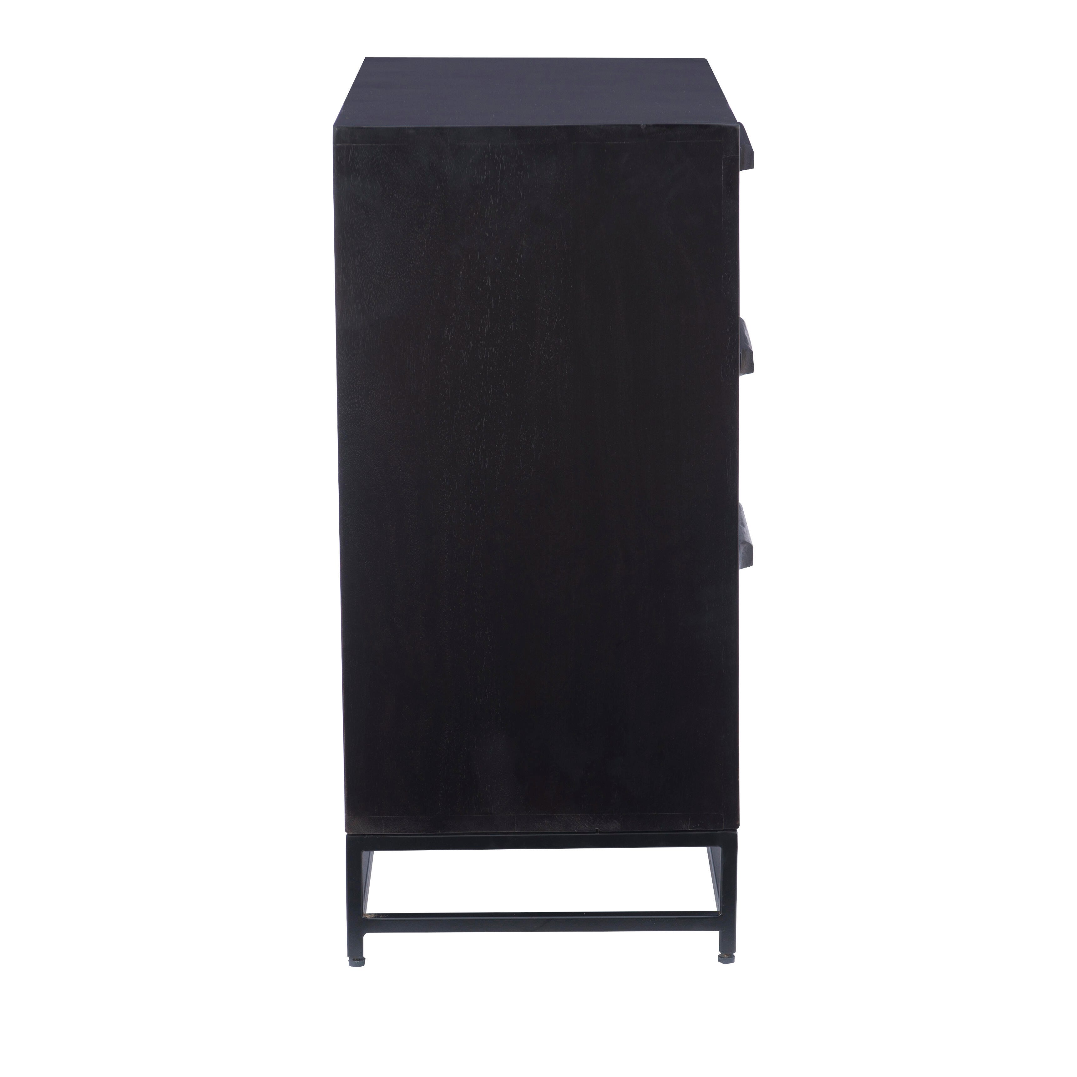 Linon Jones Three Drawer Cabinet, Black, large