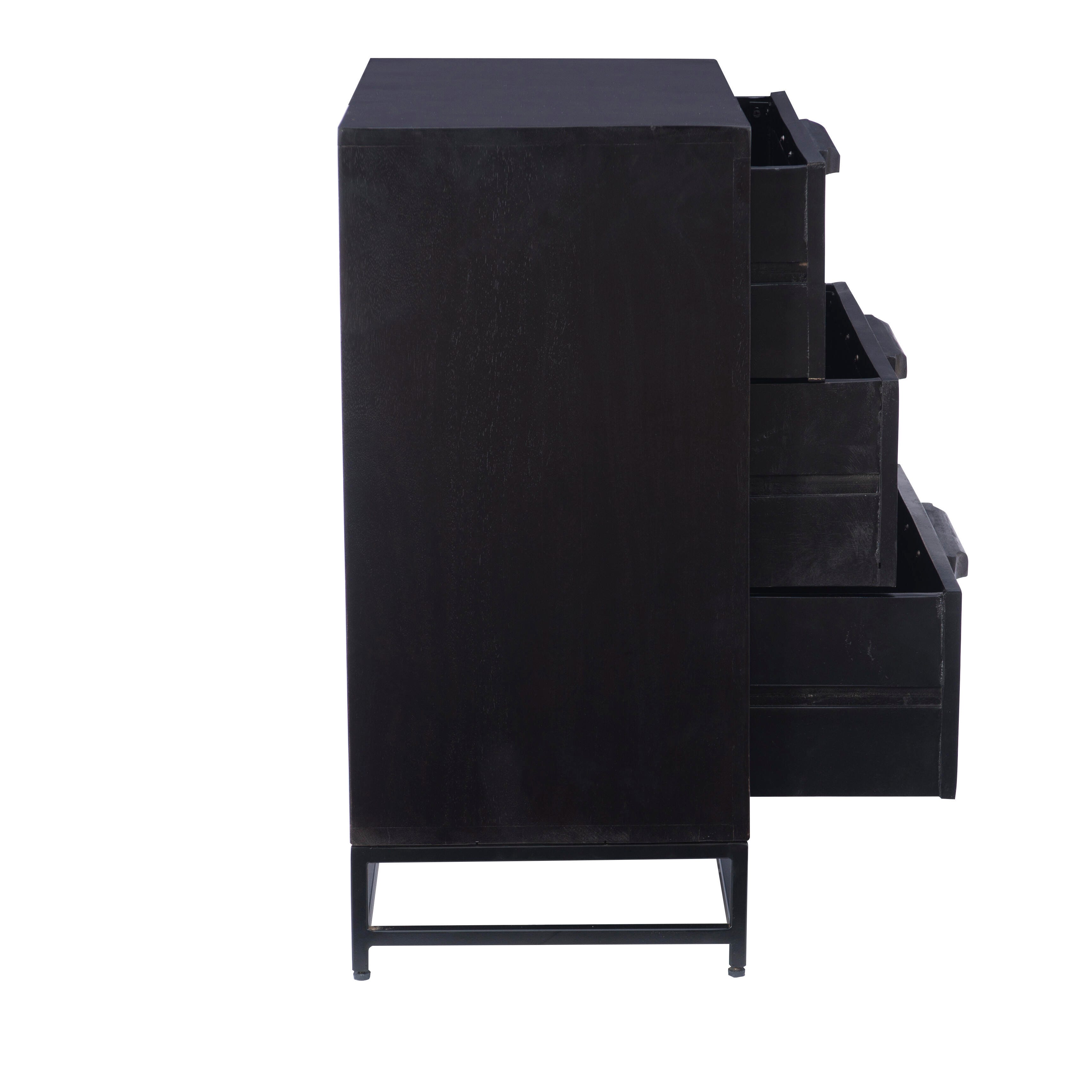 Linon Jones Three Drawer Cabinet, Black, large
