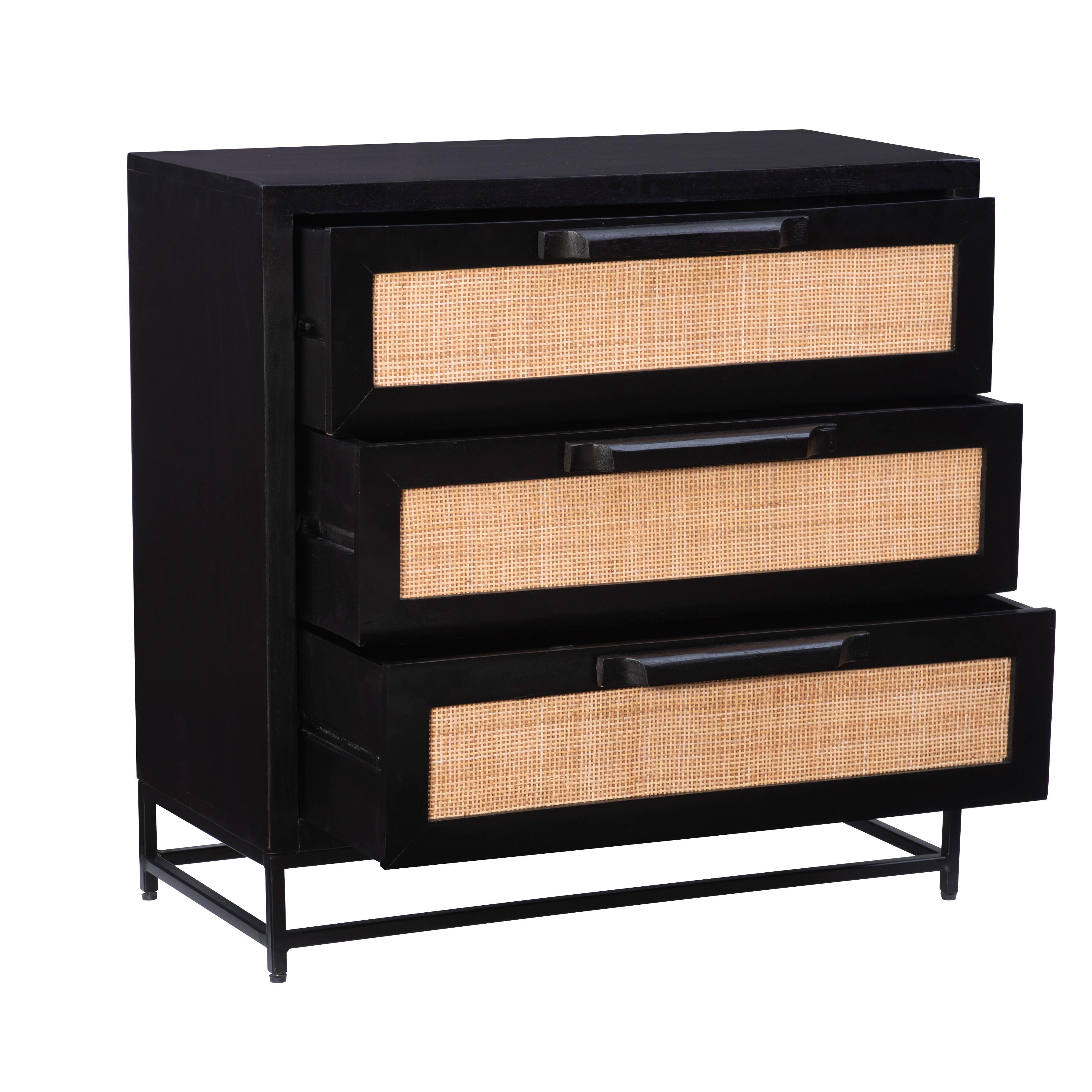 Linon Jones Three Drawer Cabinet, Black, large