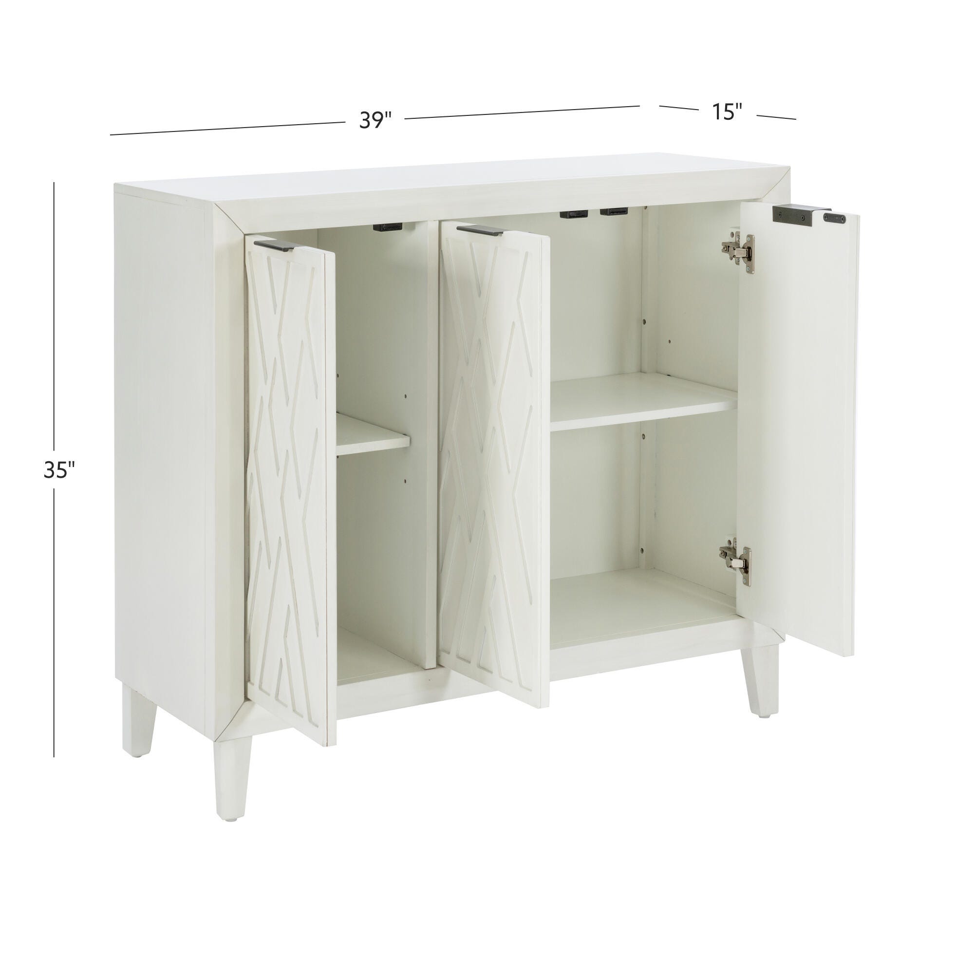 Linon Rena 39" Accent Cabinet, Antique White, large