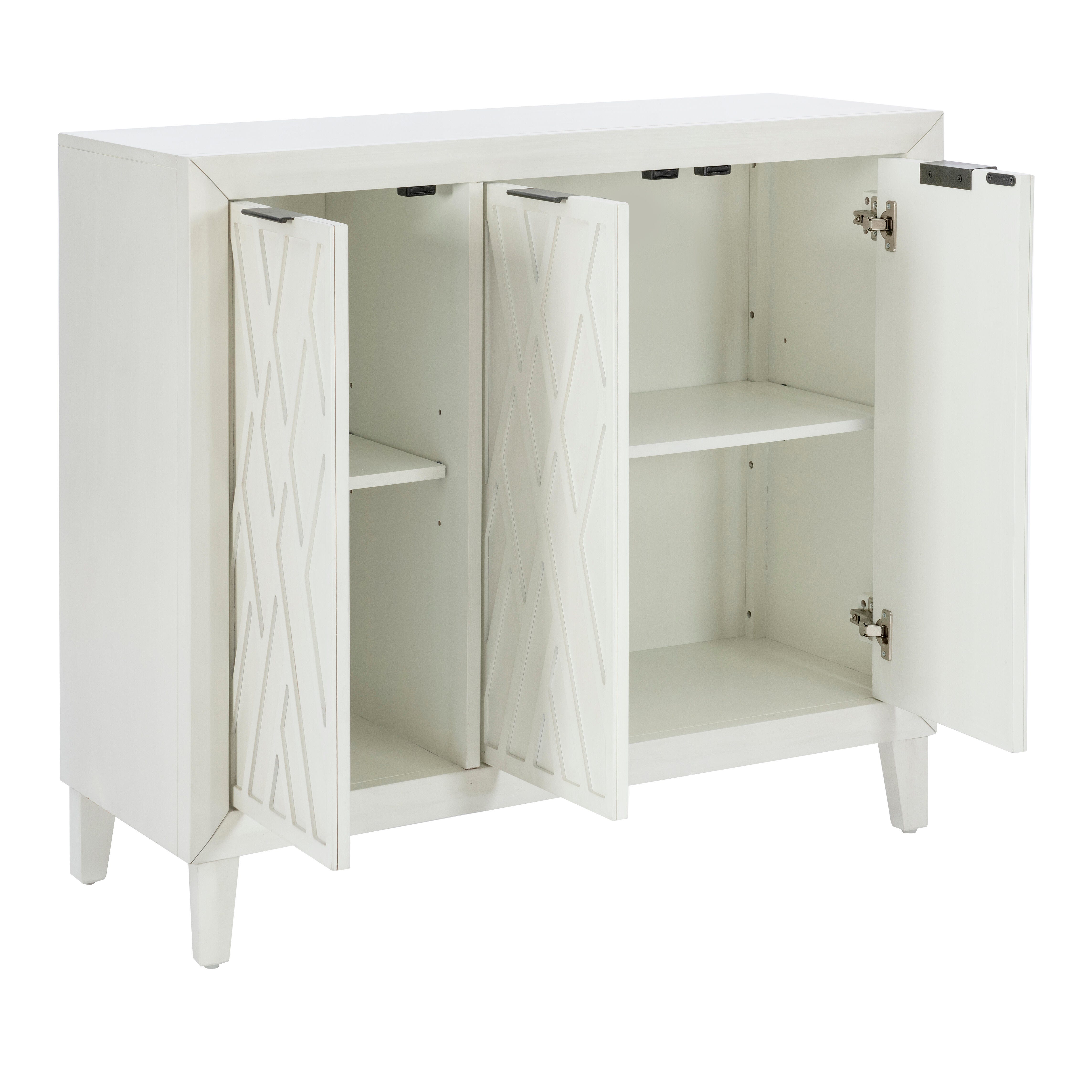 Linon Rena 39" Accent Cabinet, Antique White, large