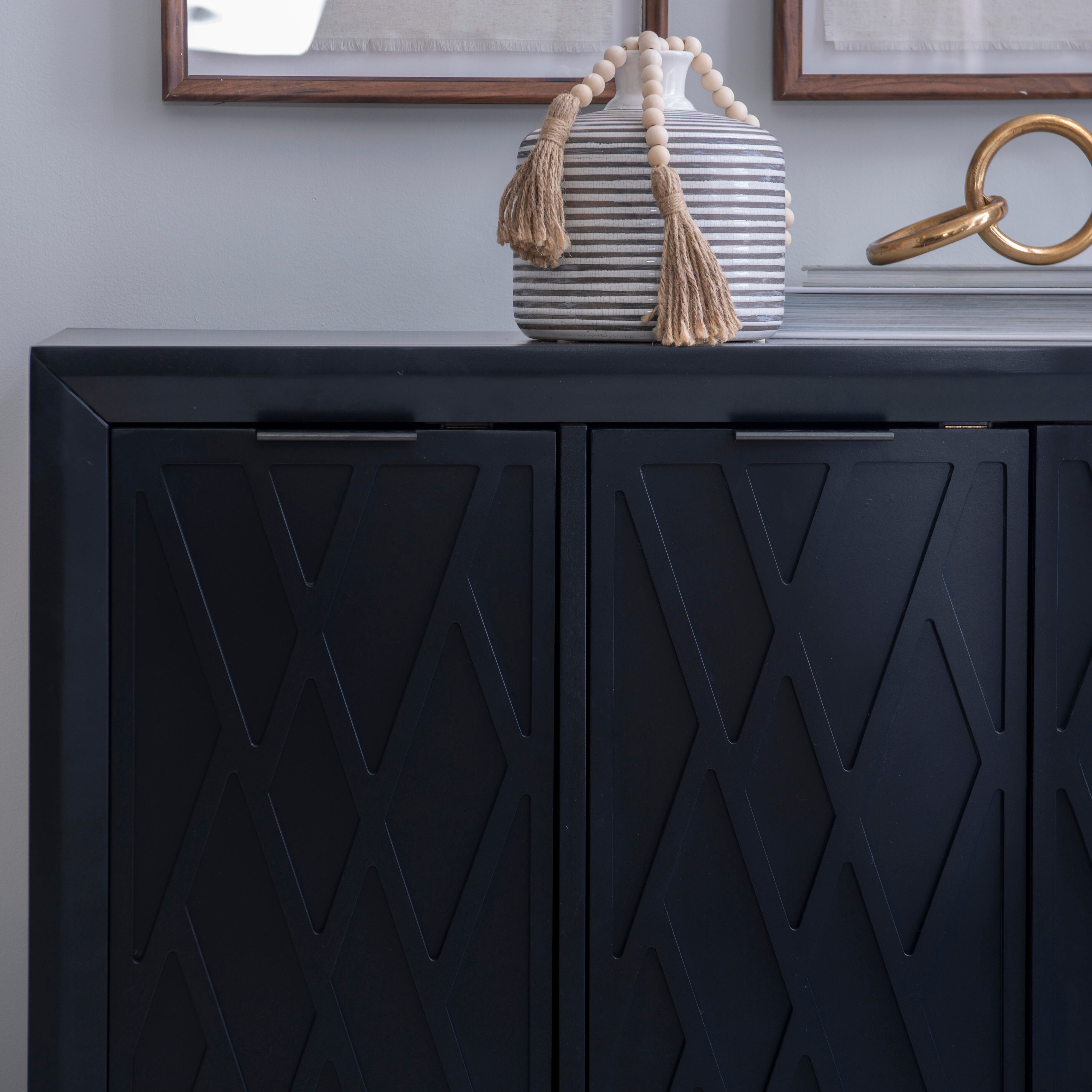 Linon Rena 39" Accent Cabinet, Midnight Blue, large