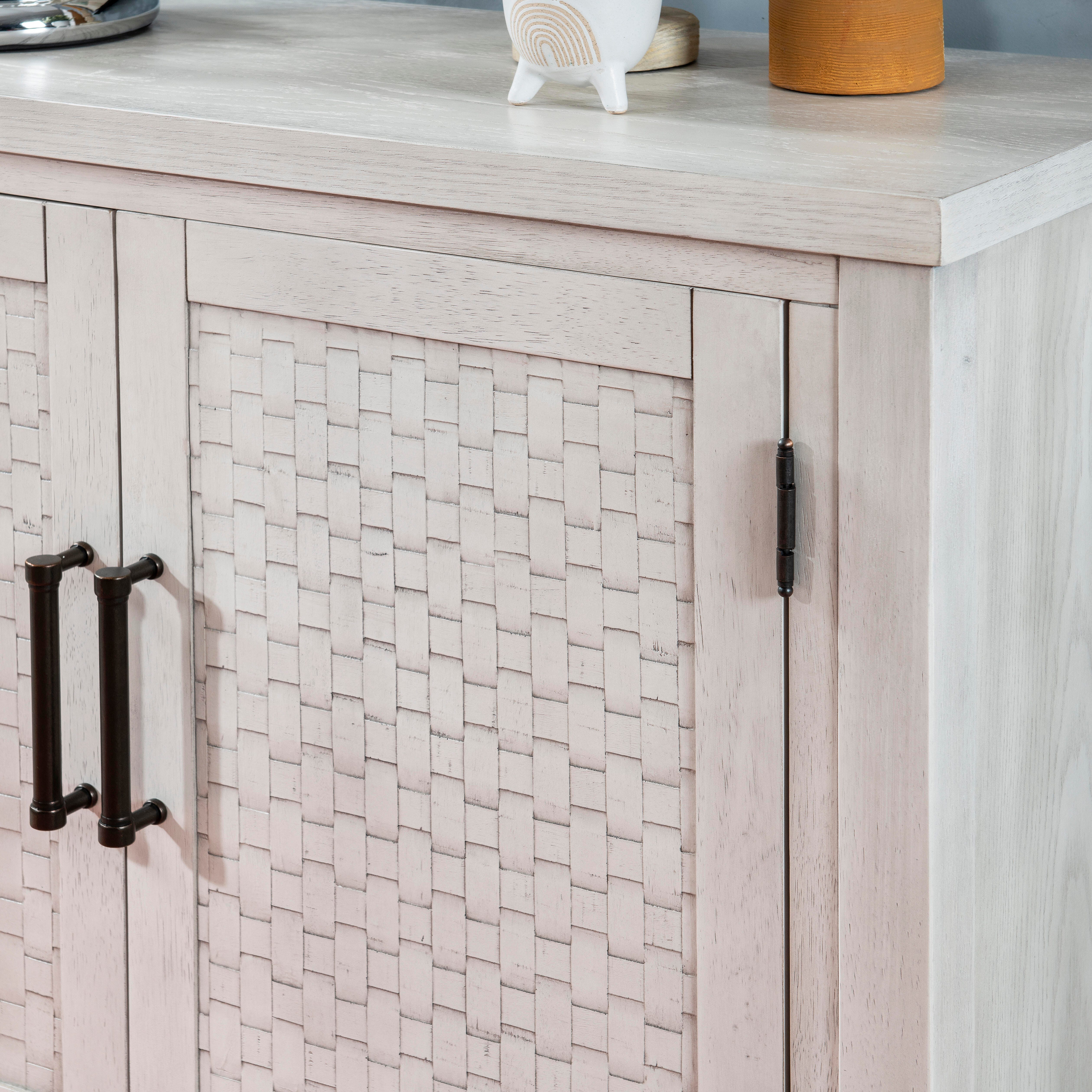 Linon Wille 36" Accent Cabinet, Pebble Gray, large