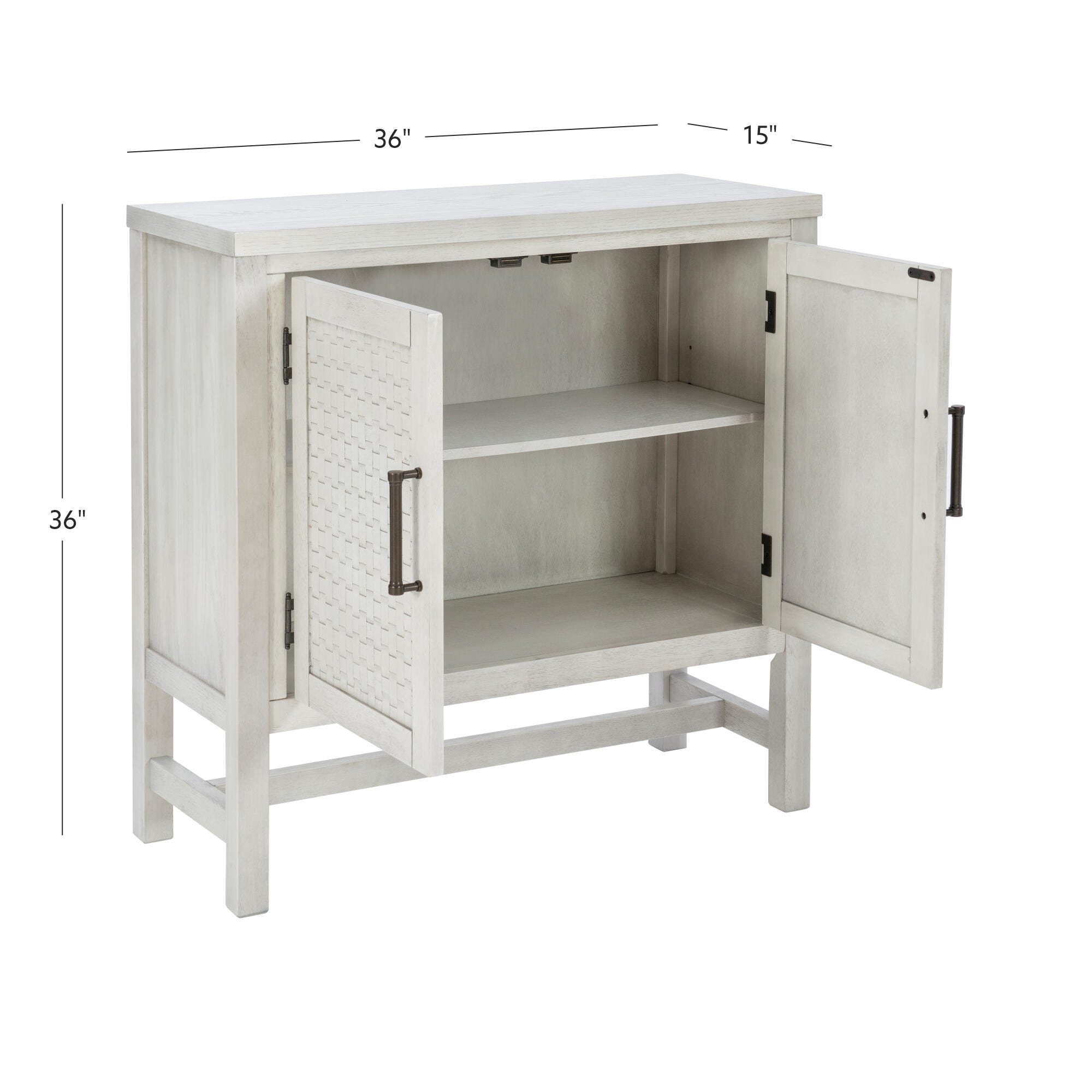 Linon Wille 36" Accent Cabinet, Pebble Gray, large