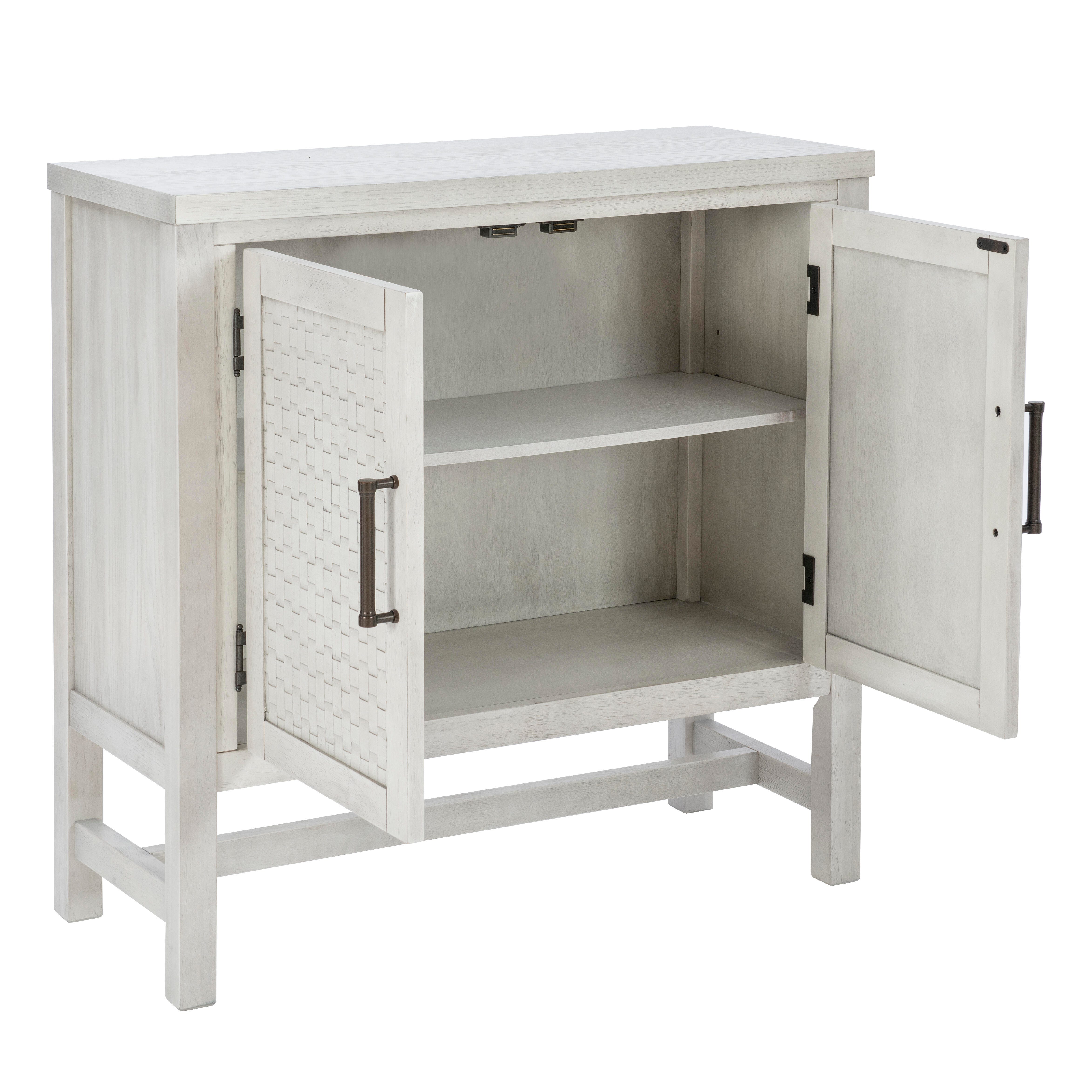 Linon Wille 36" Accent Cabinet, Pebble Gray, large