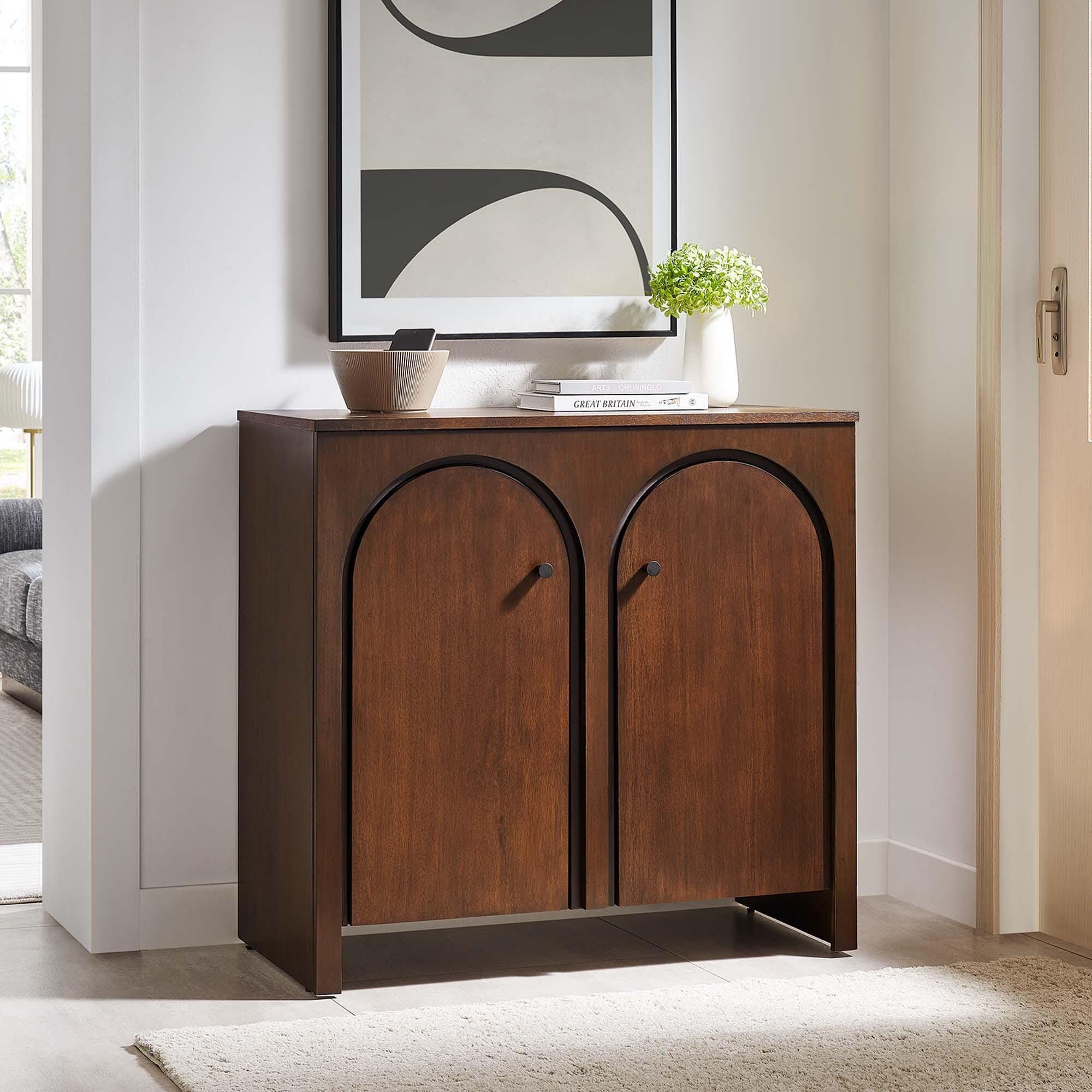 Modway Appia 36" Storage Cabinet, Walnut, large