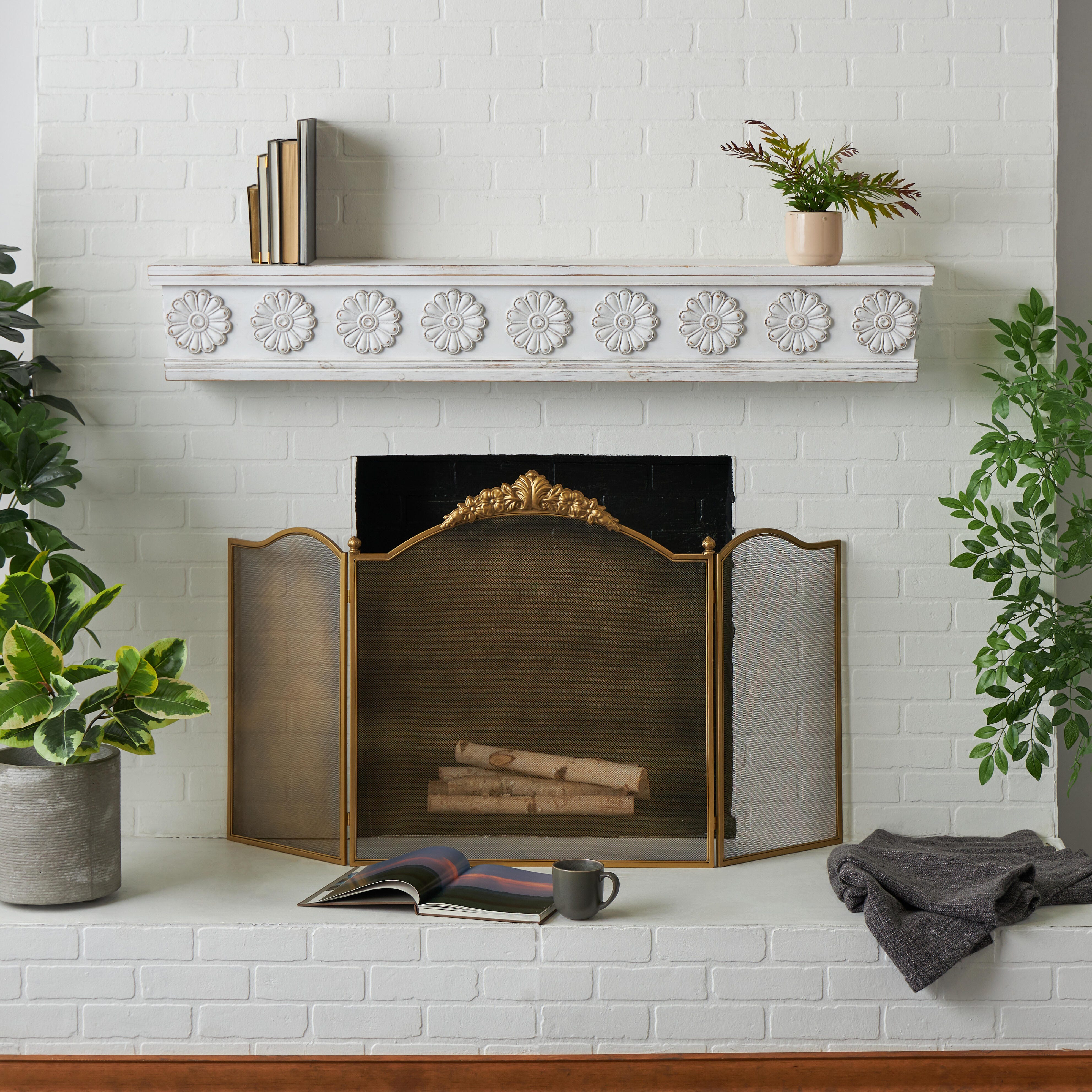 Bayberry Lane Floral Wall Shelf with Brown Distressing, , rollover