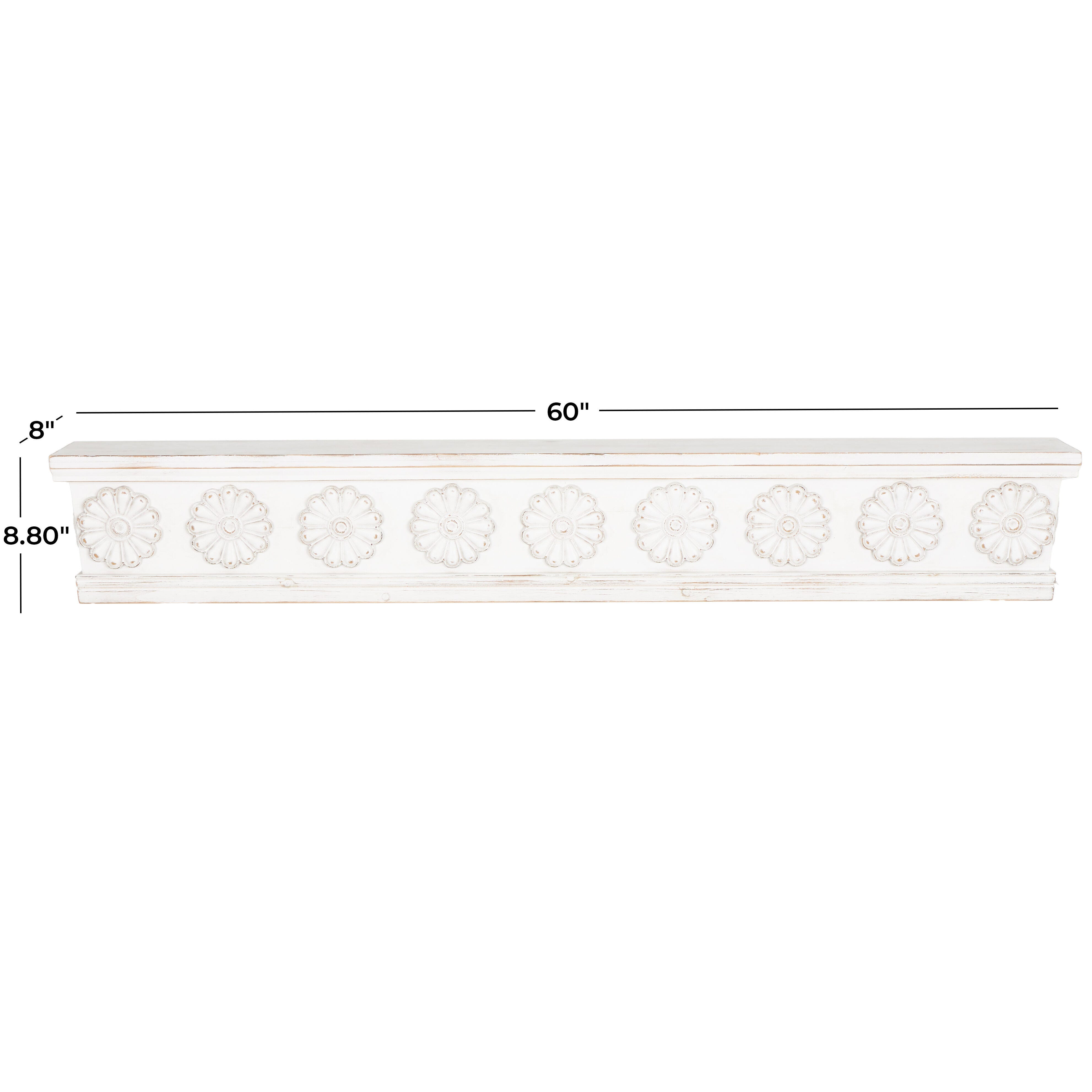 Bayberry Lane Floral Wall Shelf with Brown Distressing, , large