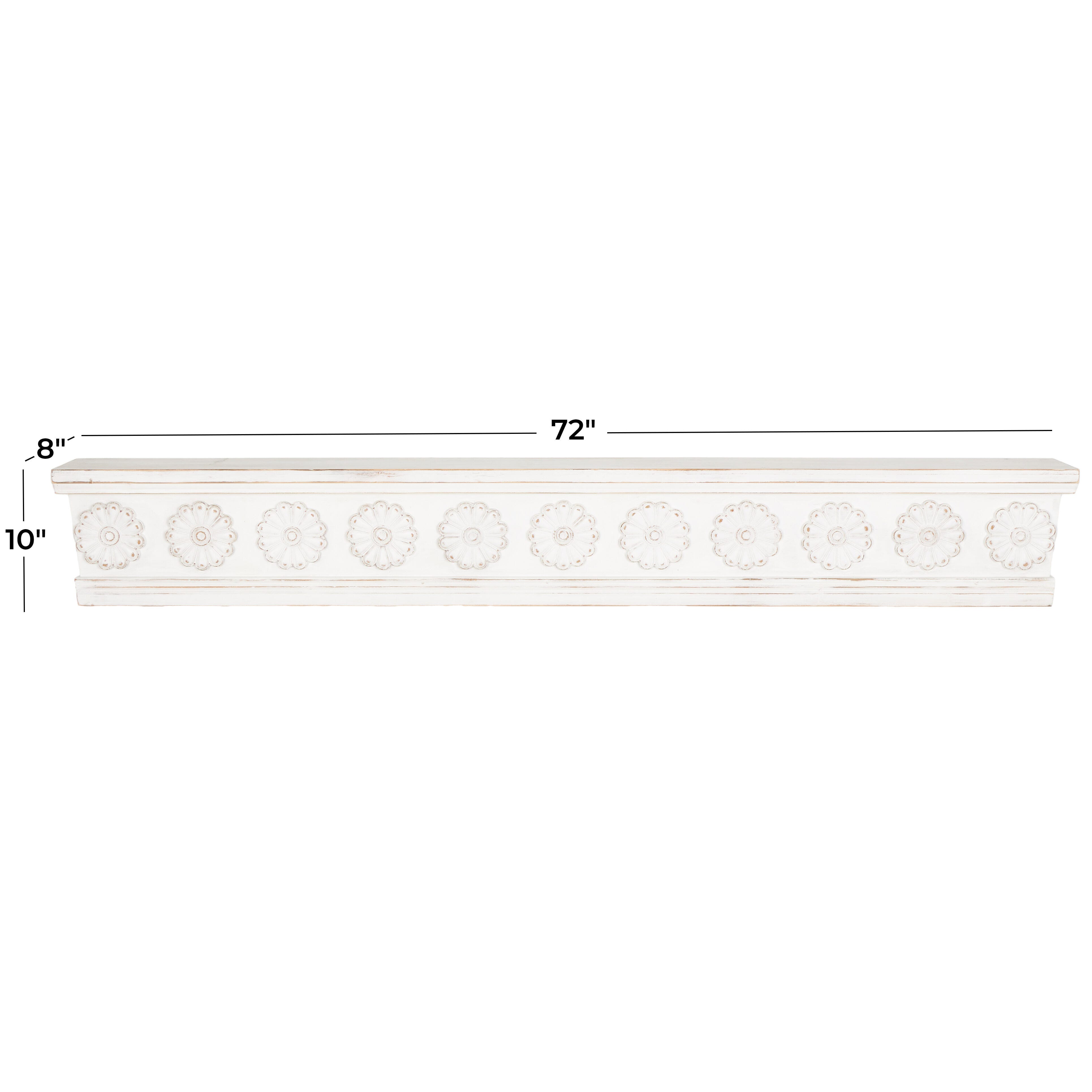 Bayberry Lane Floral Wall Shelf with Brown Distressing, , large
