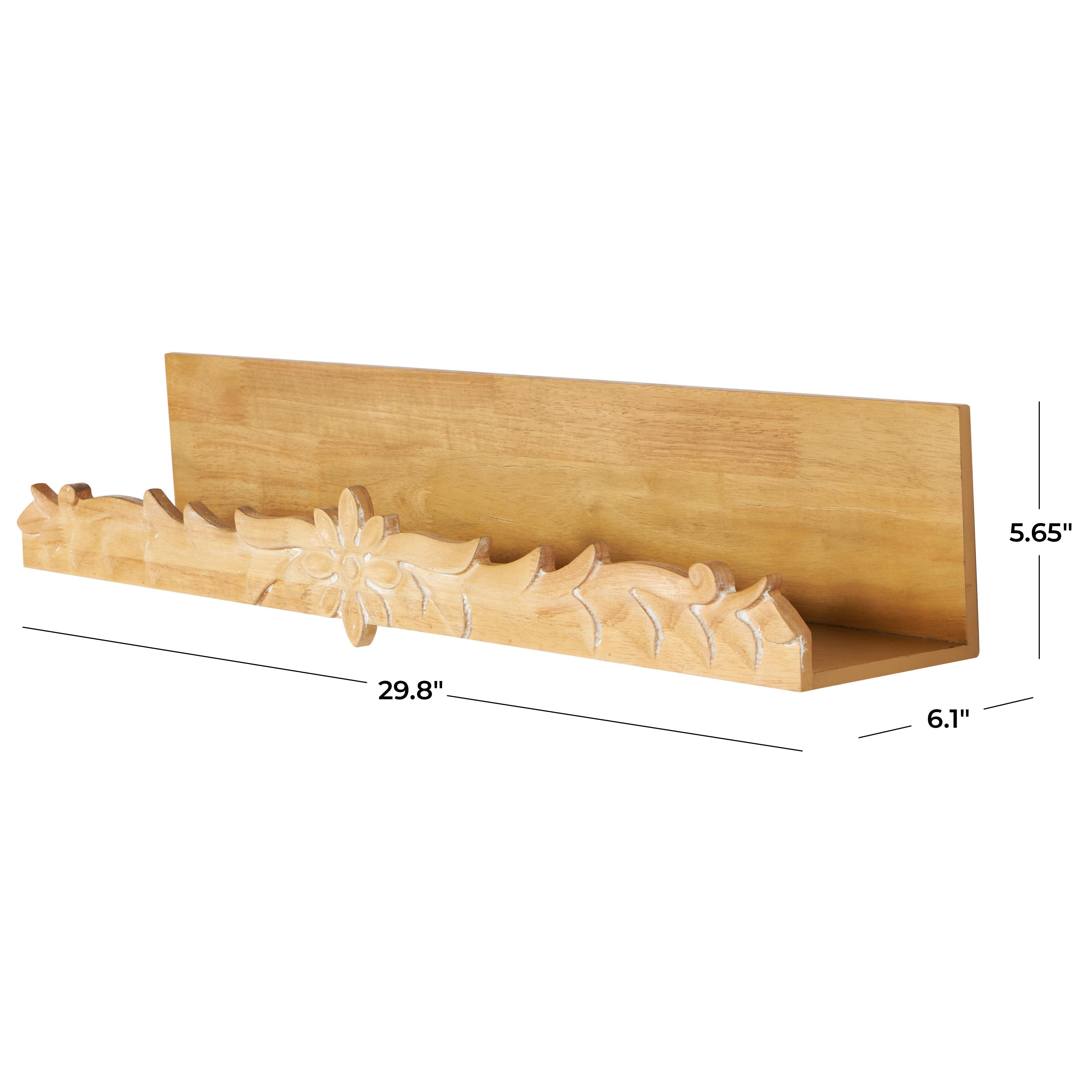 Bayberry Lane Floral Wall Shelf with Carved Scroll Lip, , large