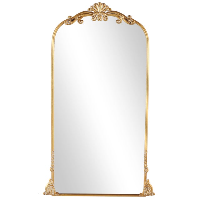 Bayberry Lane Ornate Arched Baroque Floor Mirror, Gold