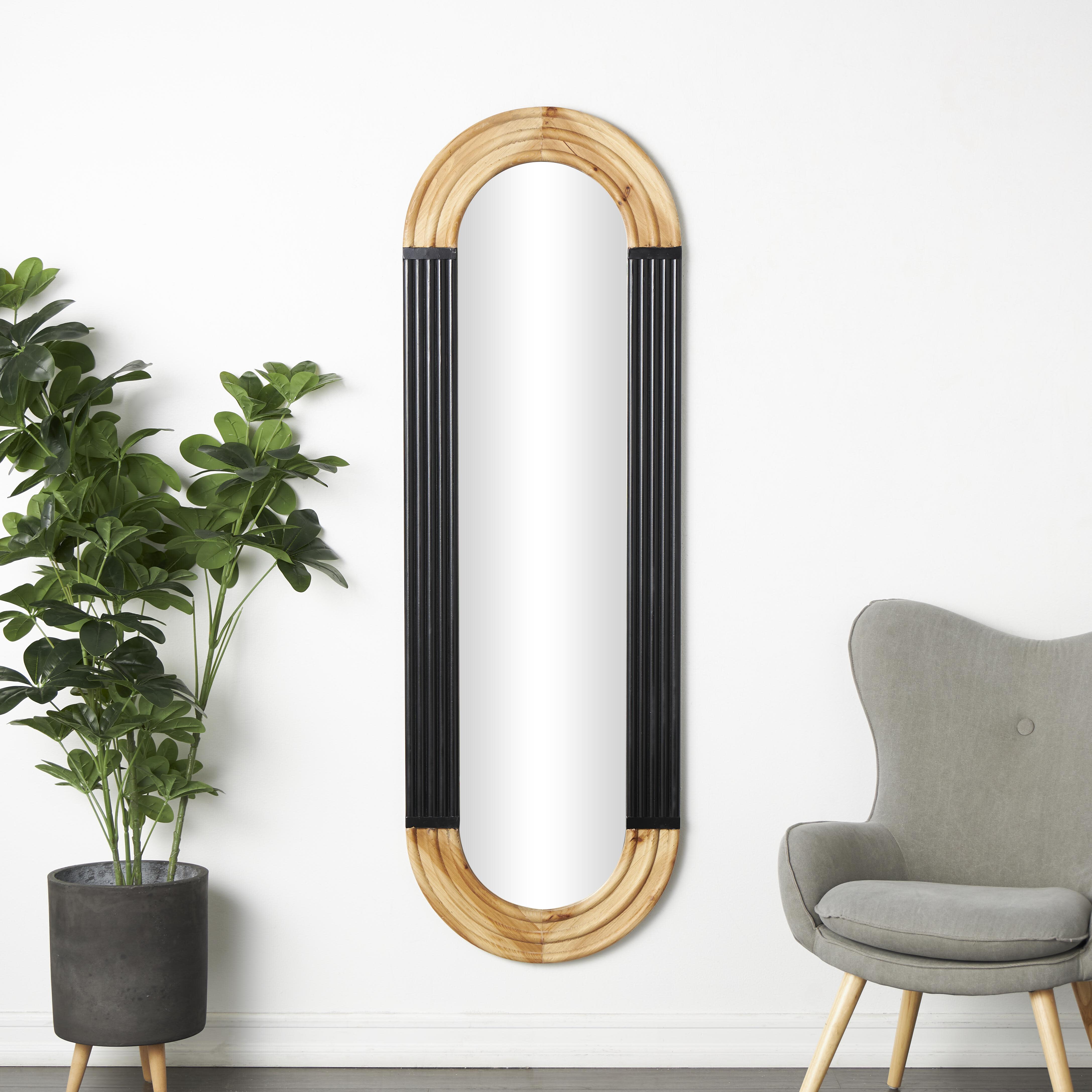 Bayberry Lane Oval Wall Mirror with Carved Frame, , rollover