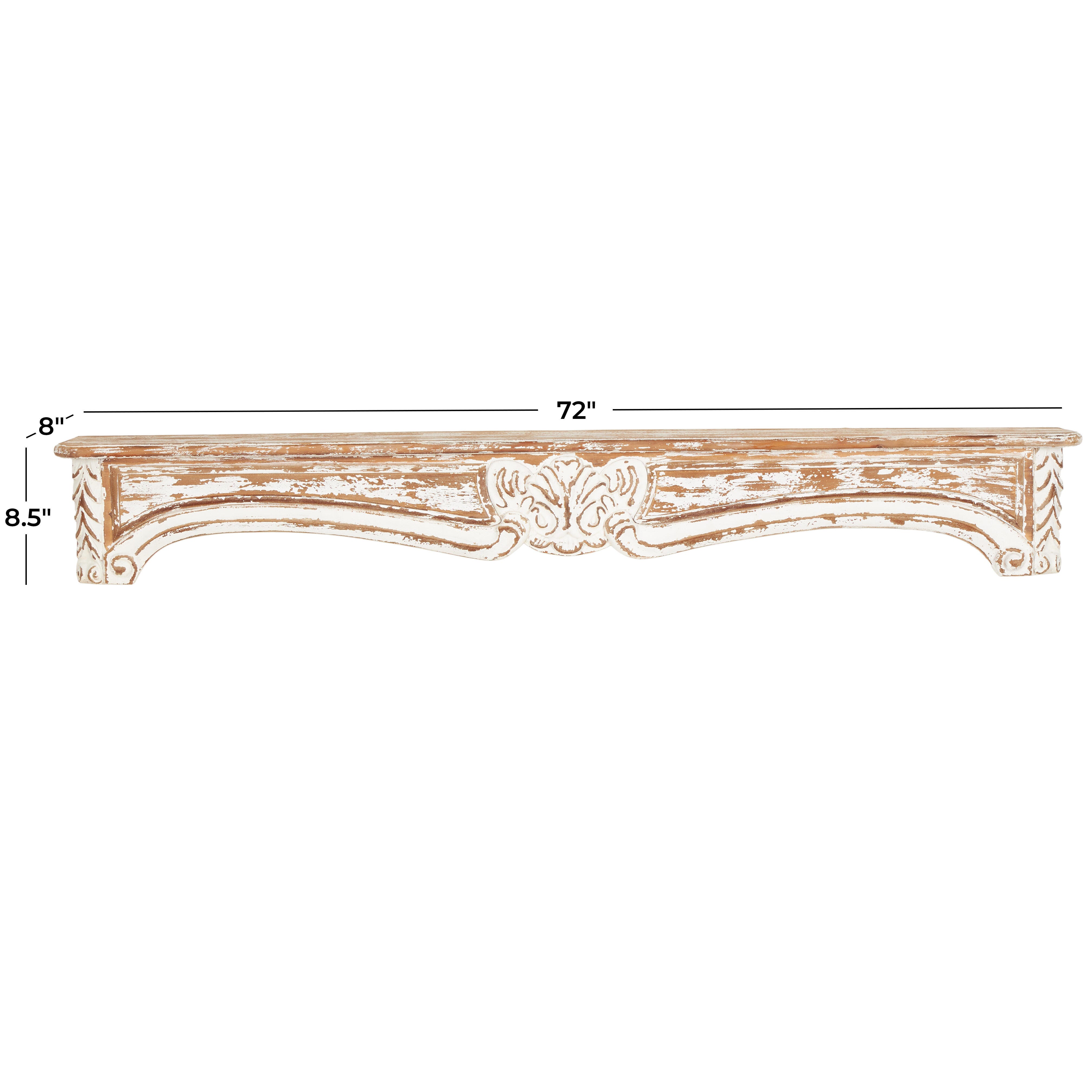 Bayberry Lane Scroll Distressed Wall Shelf, , large