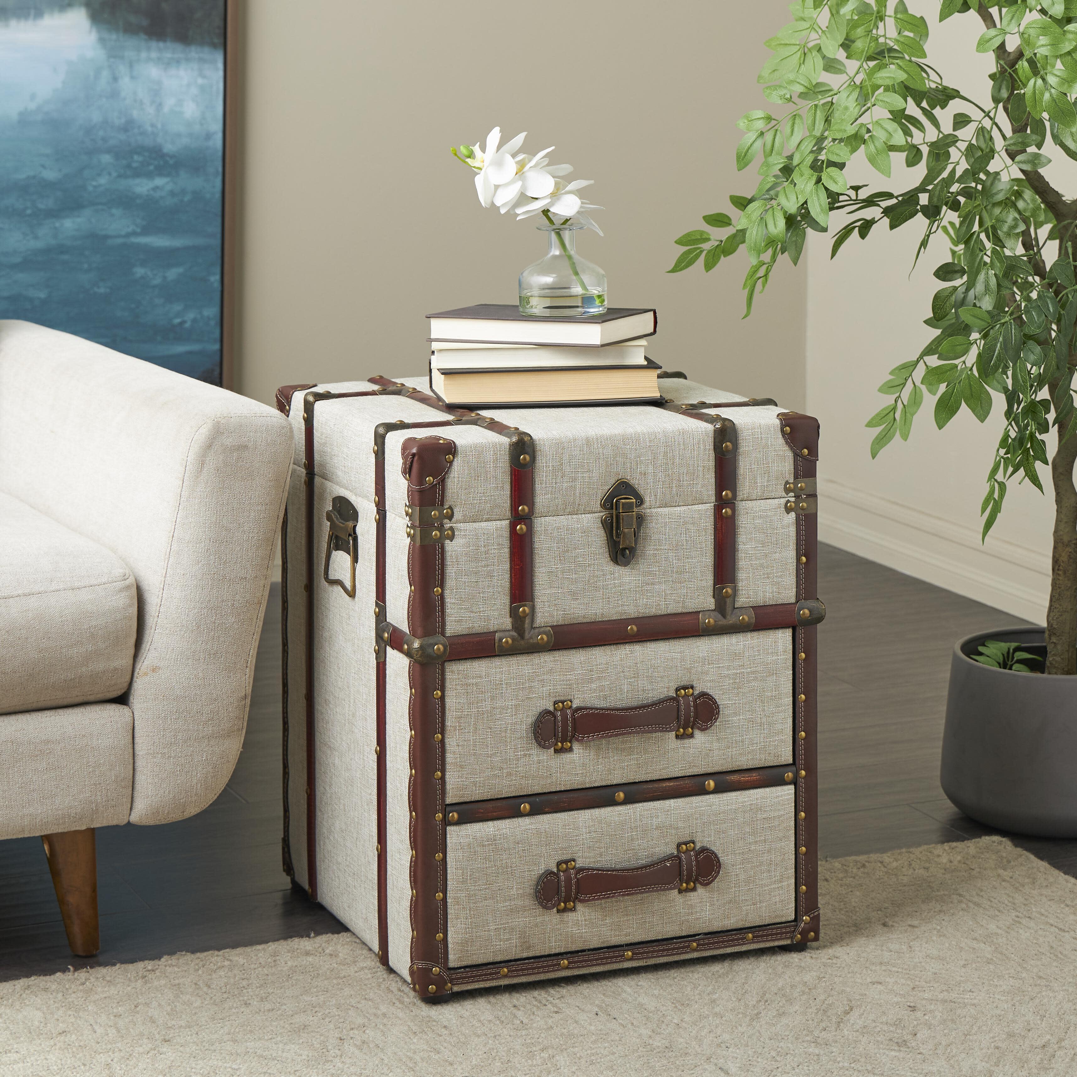 Bayberry Lane 2 Drawer Trunk with Studs, , rollover