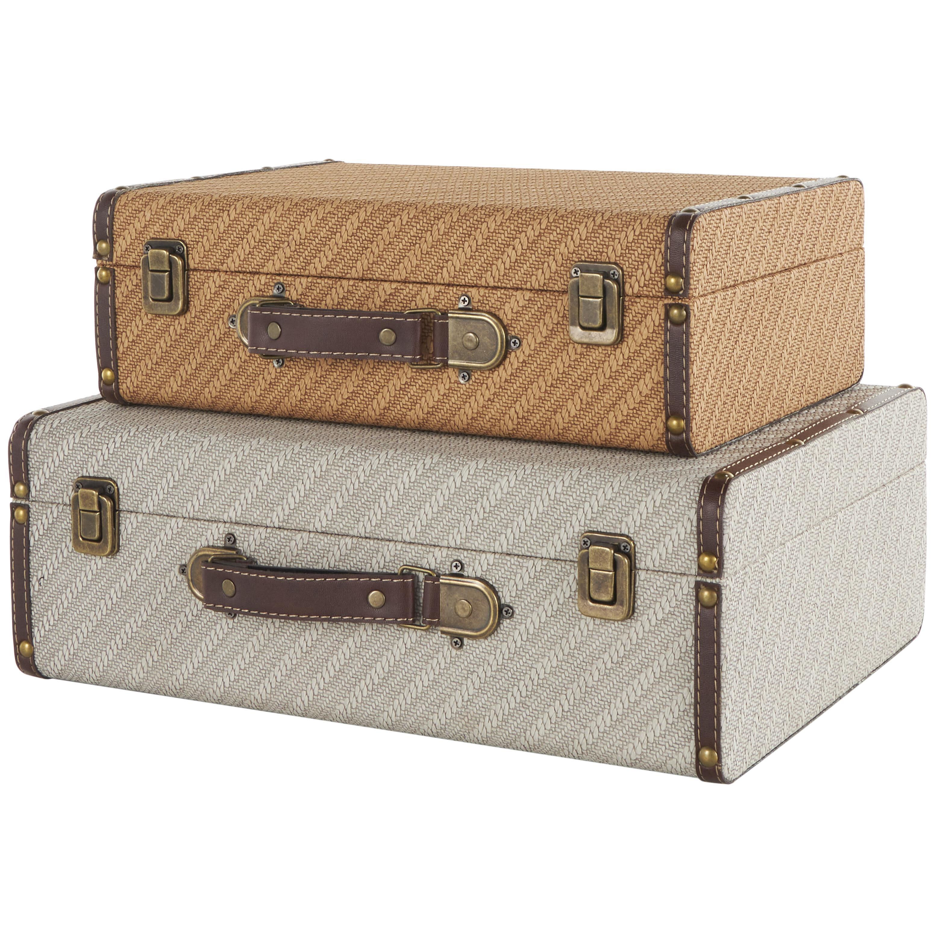 Bayberry Lane Studded Woven Storage Trunk with Handles (Set of 2), , large