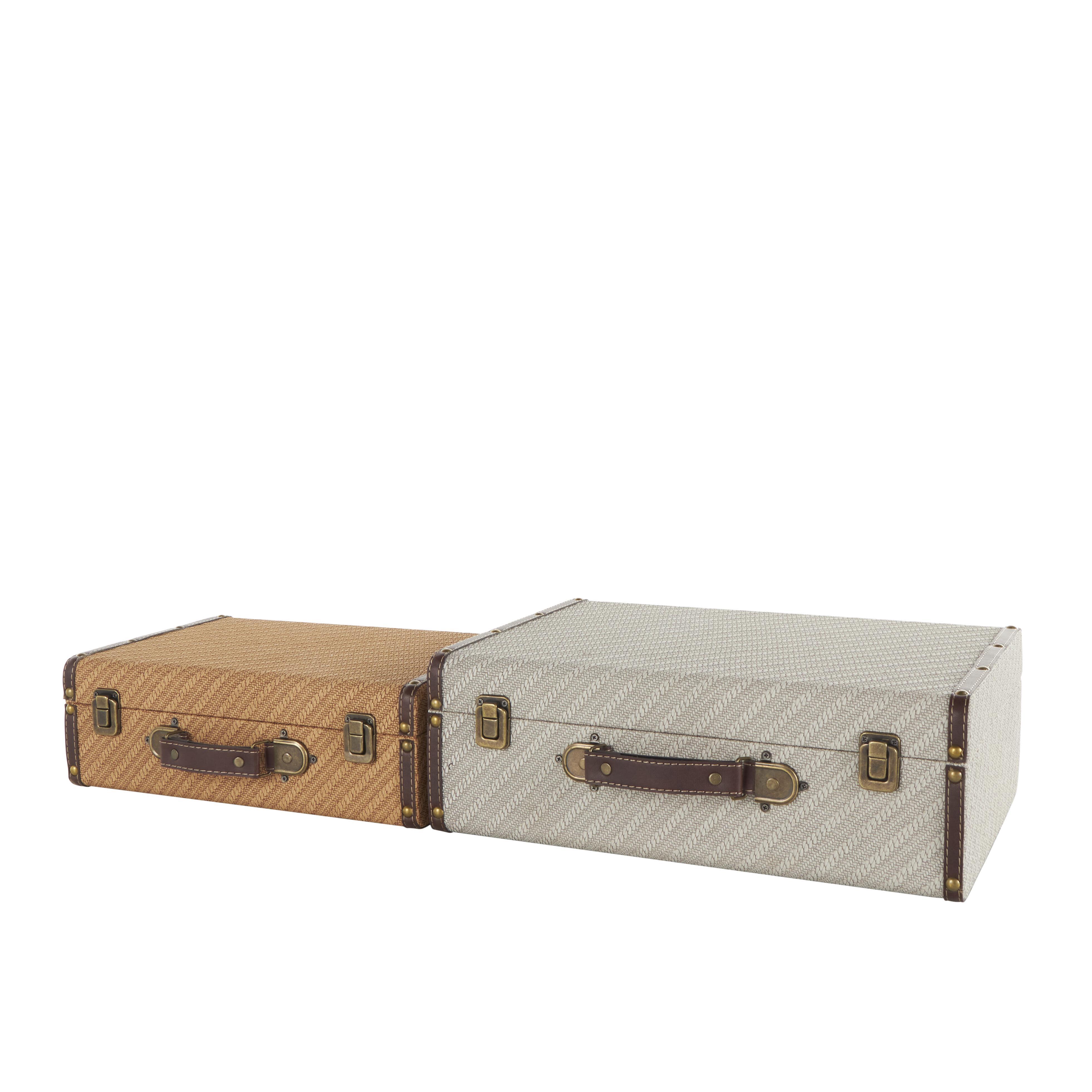 Bayberry Lane Studded Woven Storage Trunk with Handles (Set of 2), , large