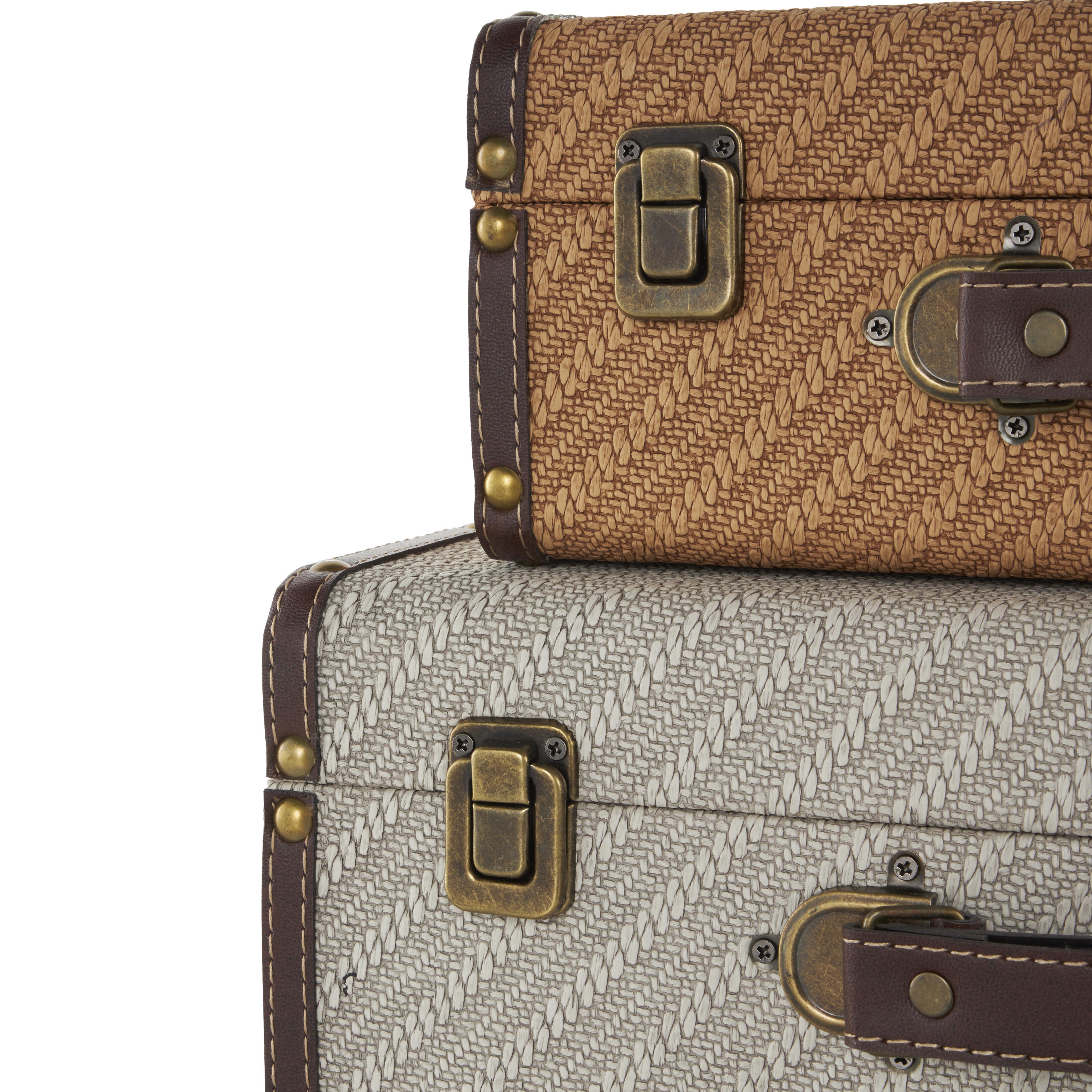 Bayberry Lane Studded Woven Storage Trunk with Handles (Set of 2), , large