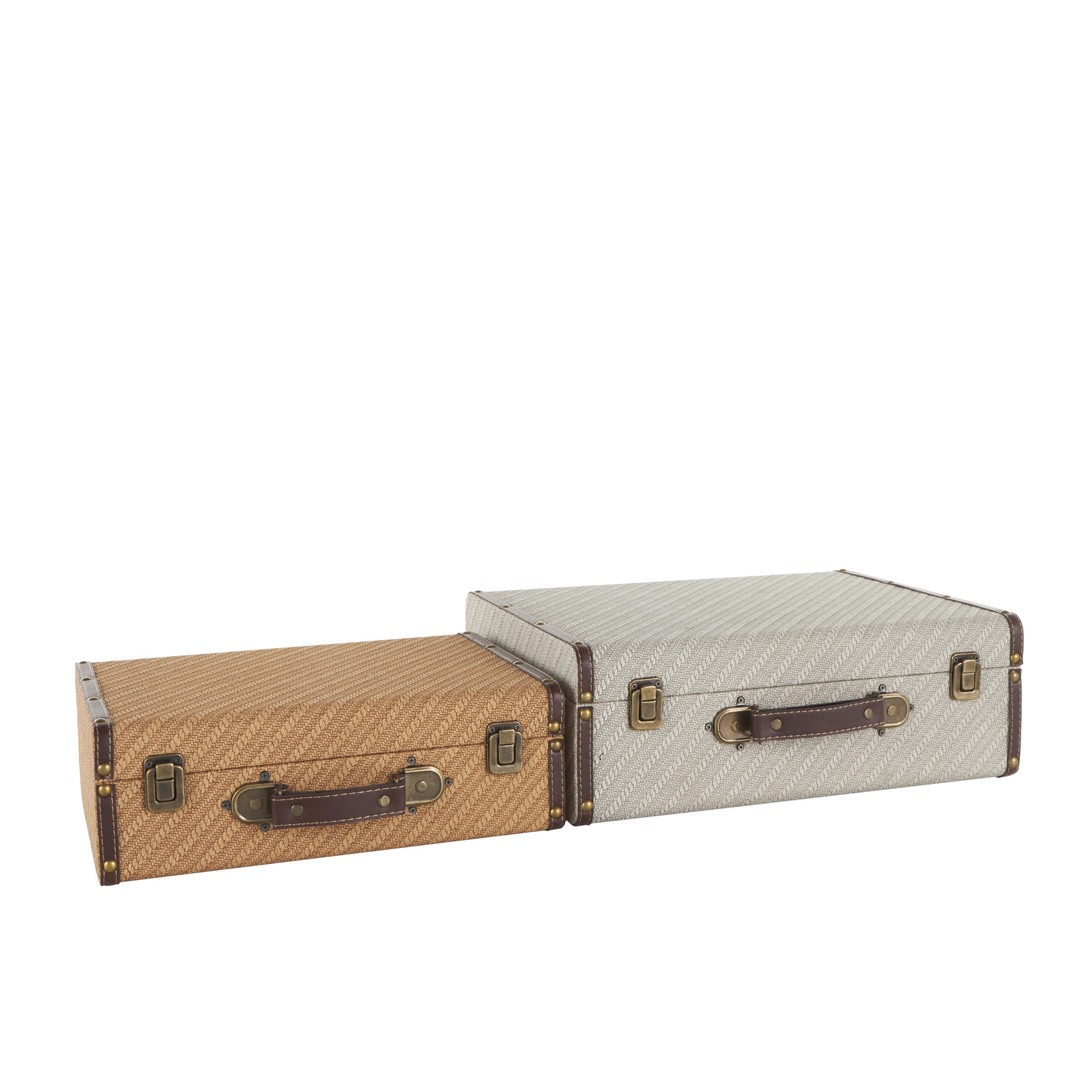 Bayberry Lane Studded Woven Storage Trunk with Handles (Set of 2), , large