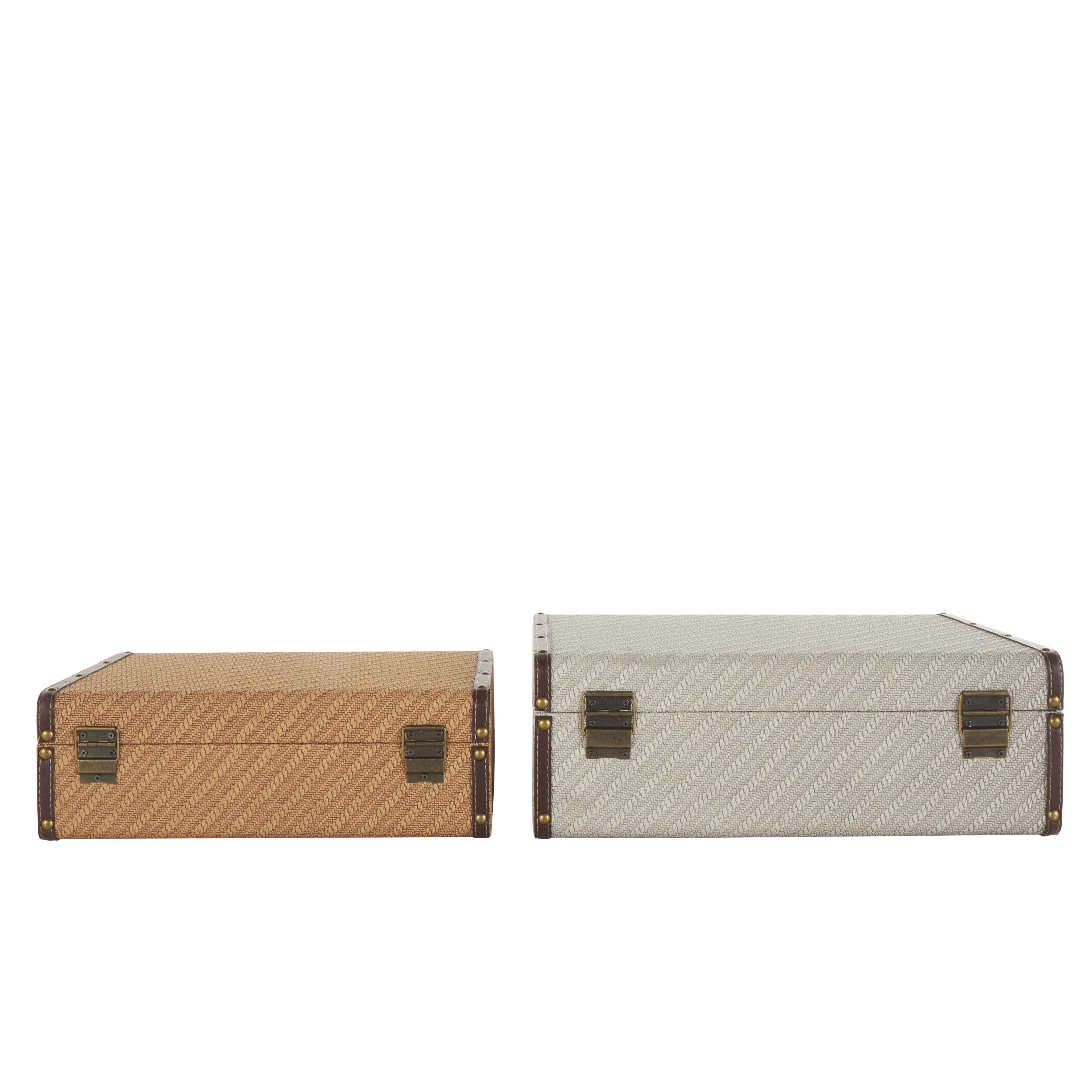 Bayberry Lane Studded Woven Storage Trunk with Handles (Set of 2), , large