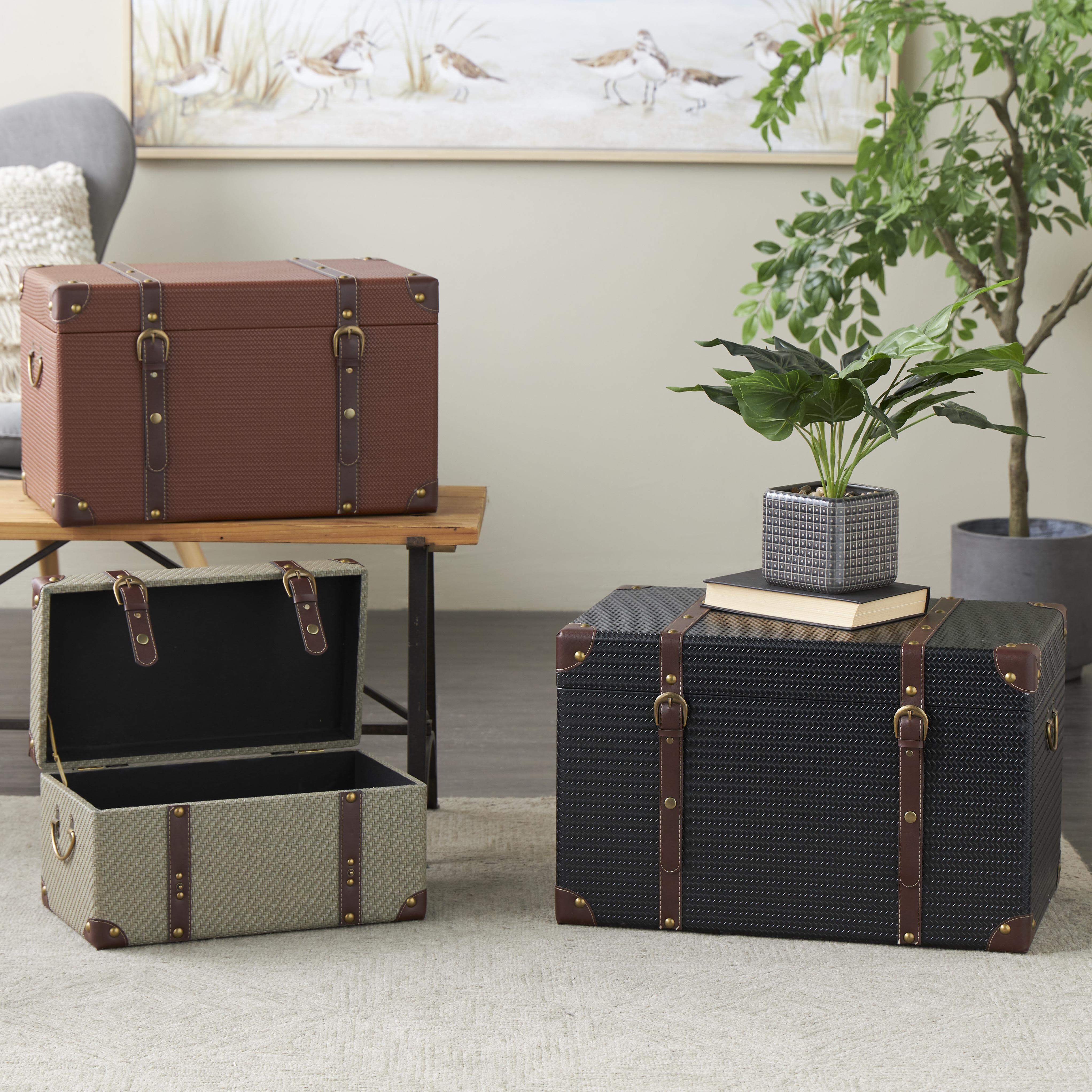 Bayberry Lane Woven Storage Trunk (Set of 3), , rollover