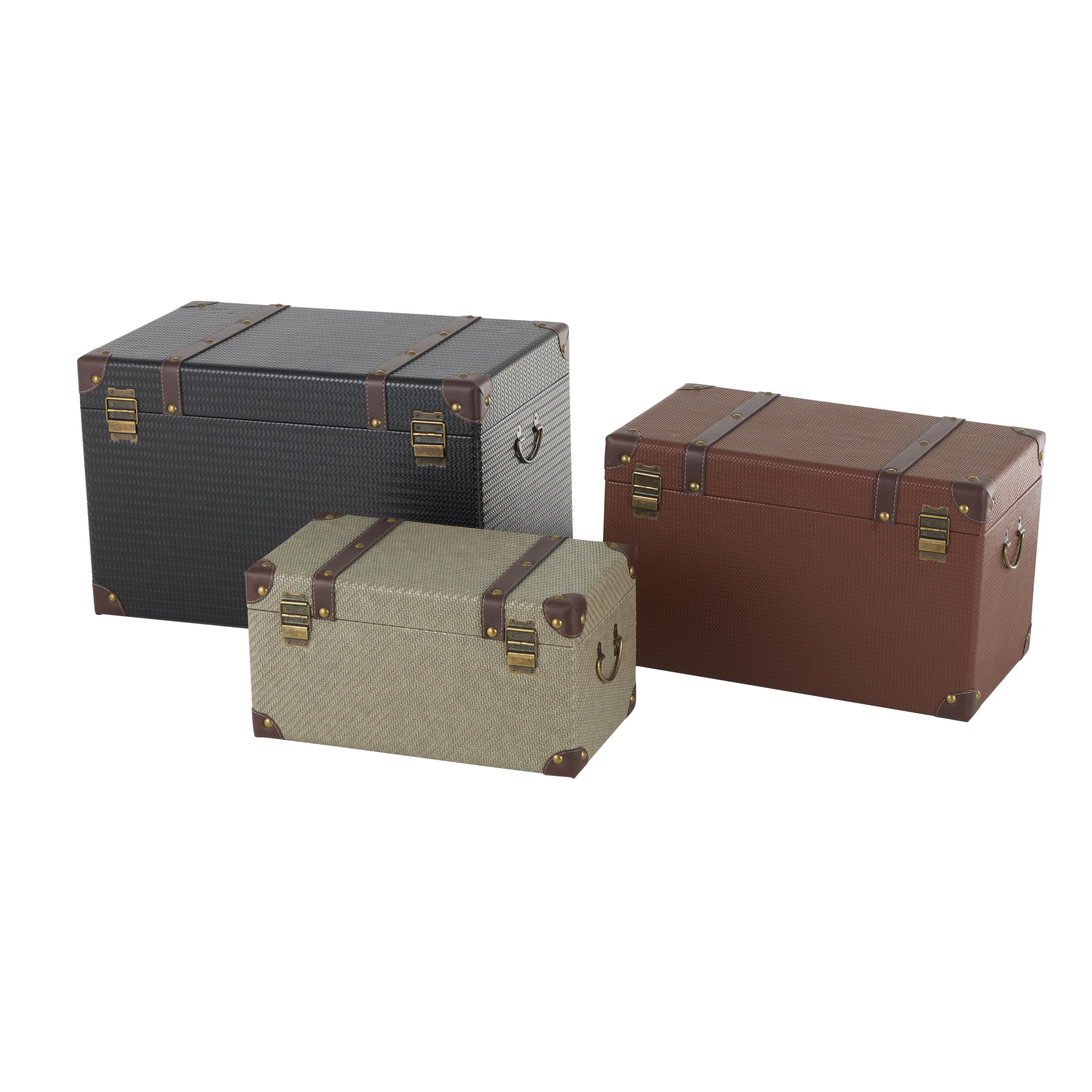 Bayberry Lane Woven Storage Trunk (Set of 3), , large