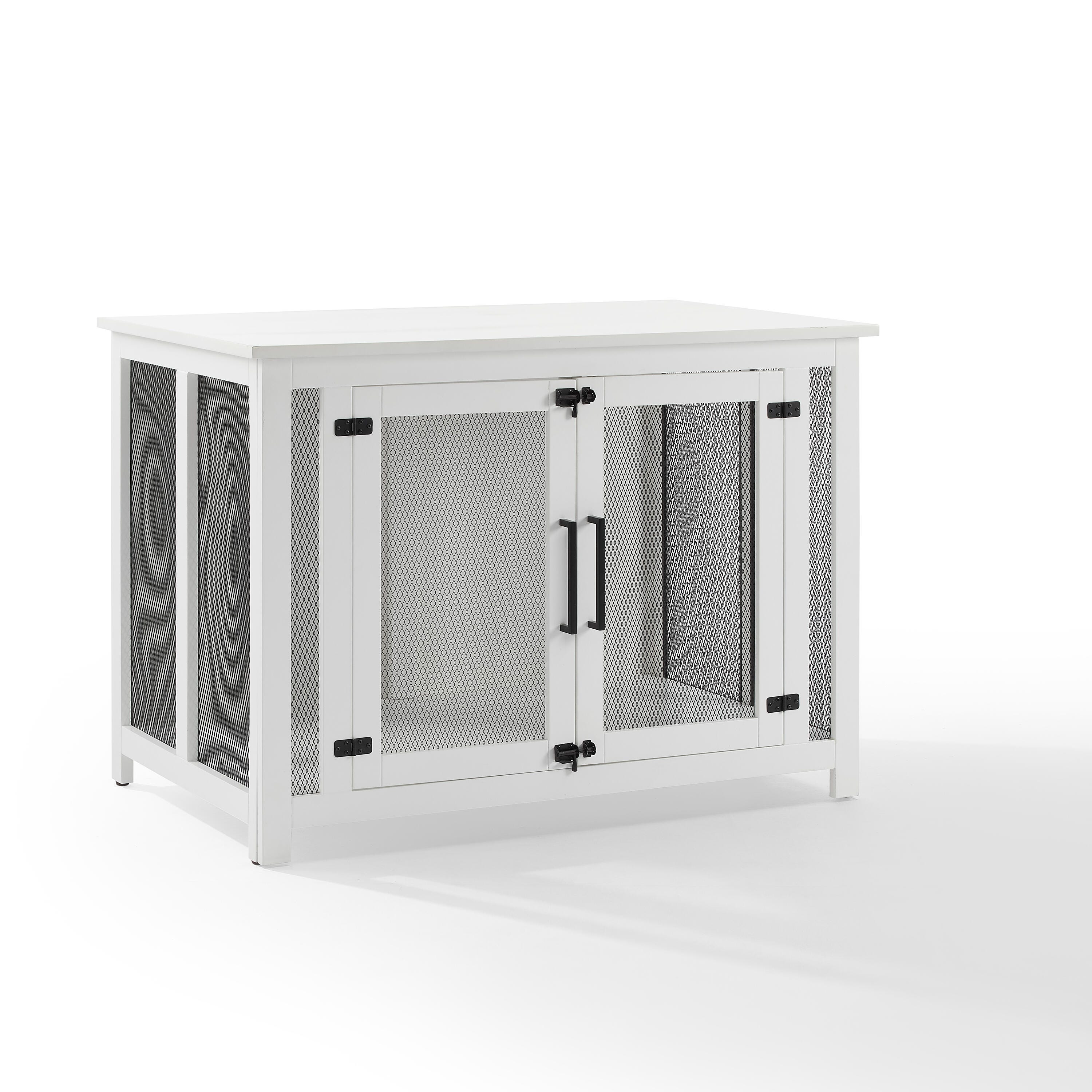Crosley Furniture Dane Credenza Dog Crate, White, large