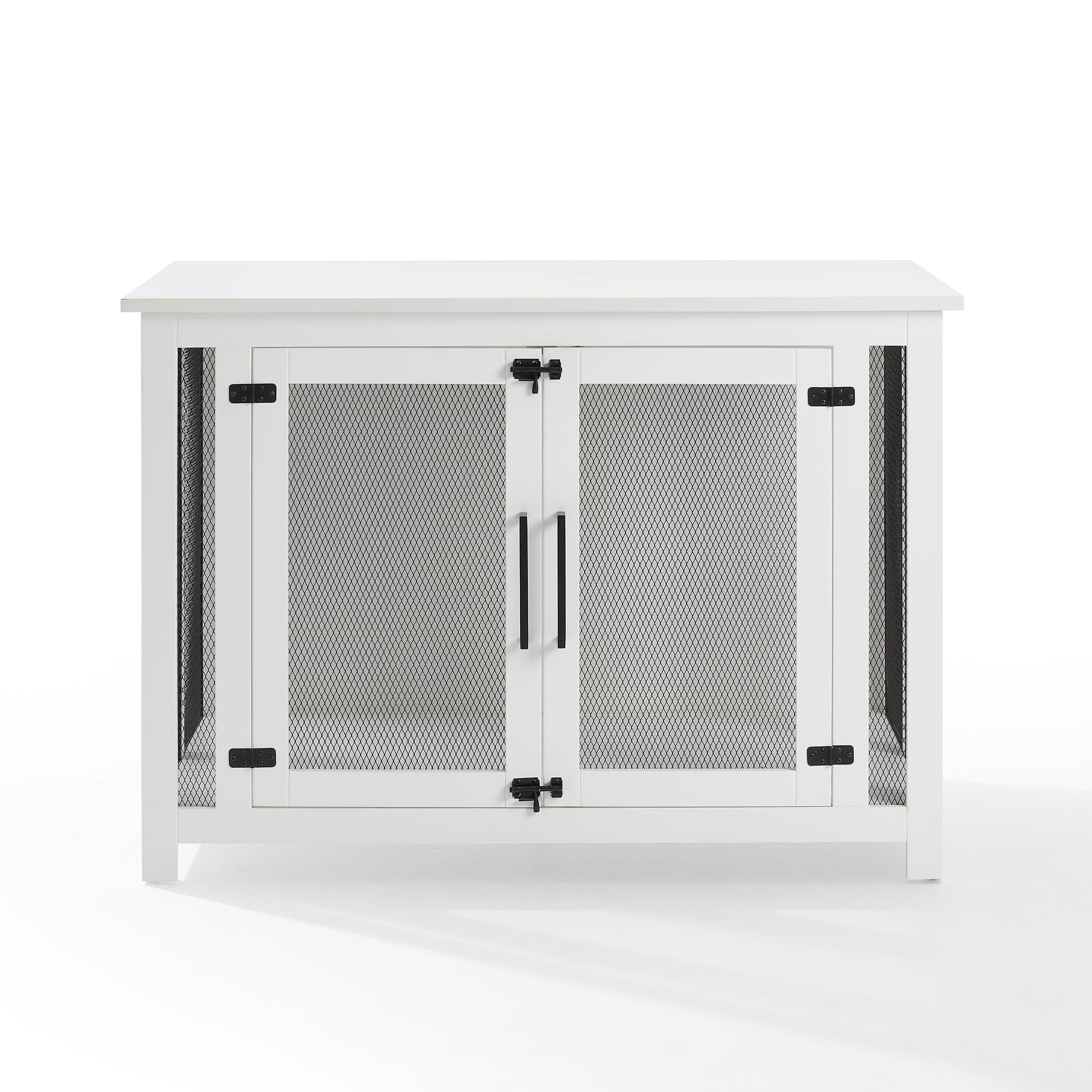 Crosley Furniture Dane Credenza Dog Crate, White, large