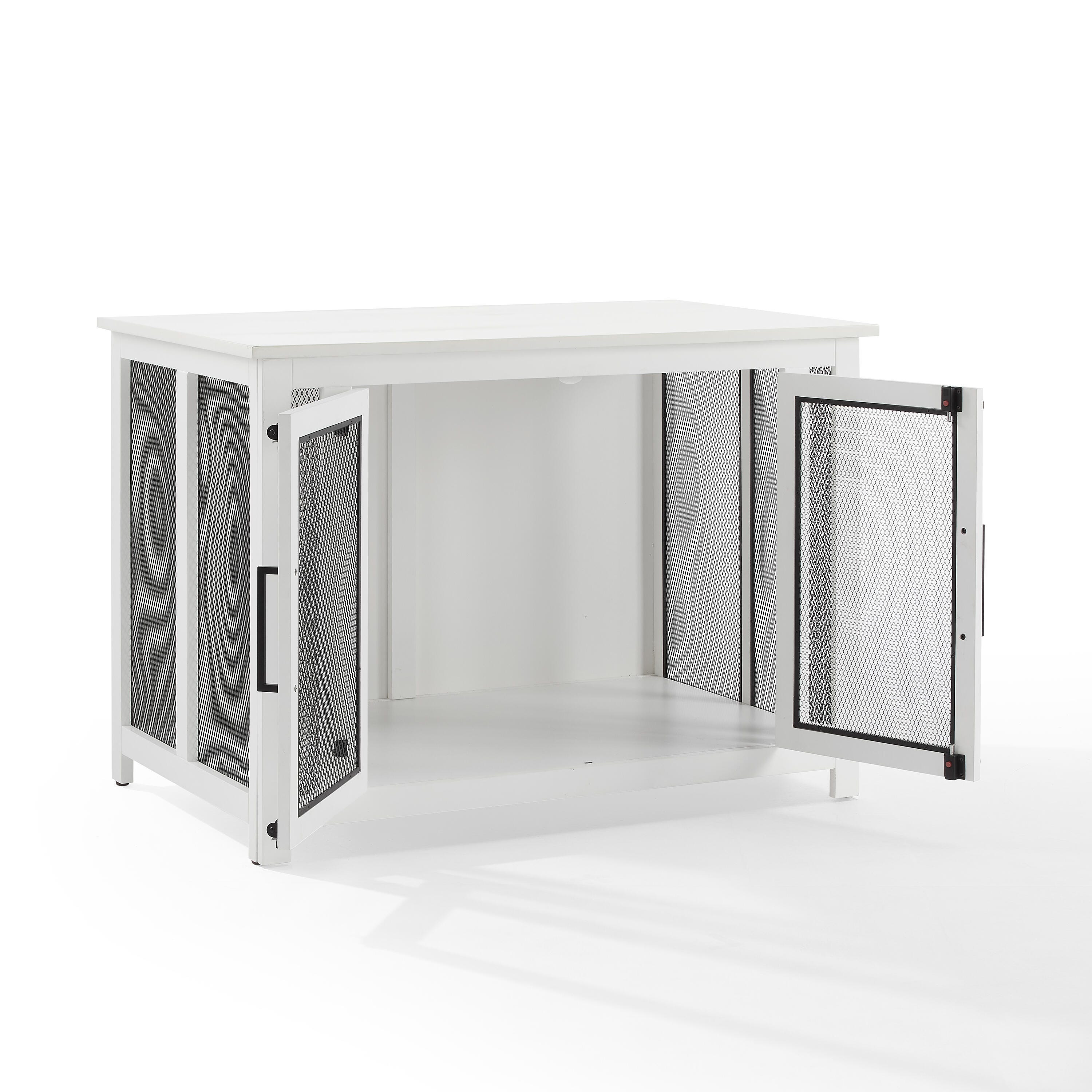 Crosley Furniture Dane Credenza Dog Crate, White, large