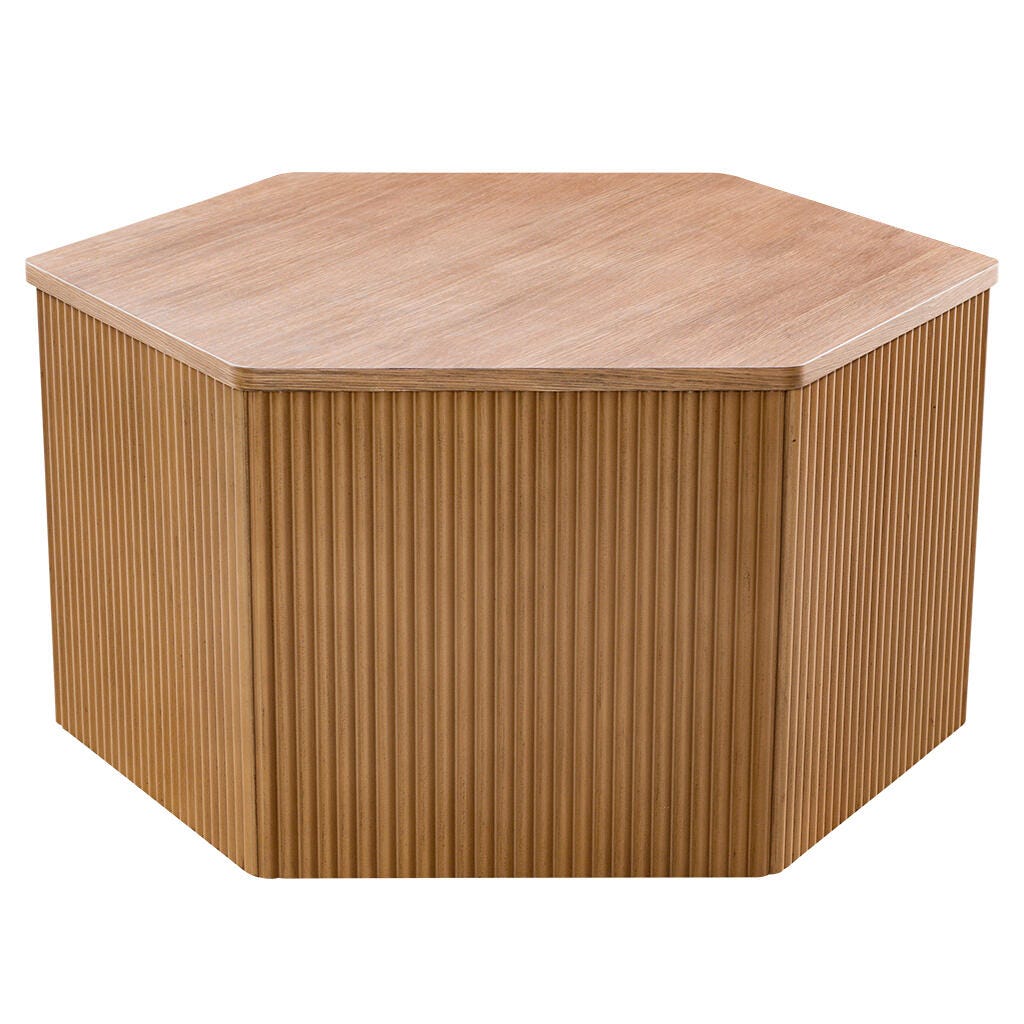 INK+IVY Honey Fluted Hexagon Coffee Table, , large