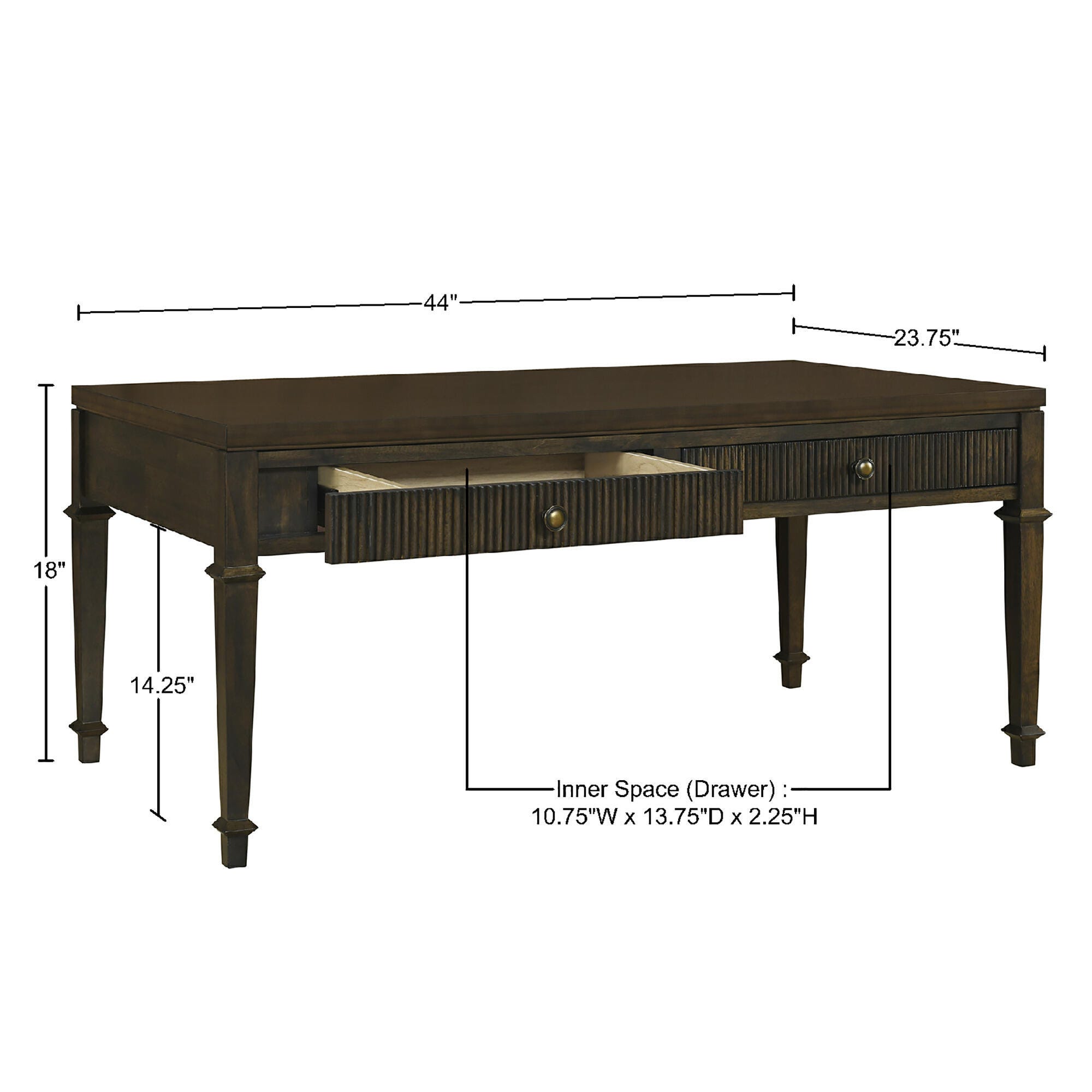 Martha Stewart Kenna Fluted 2 drawer Coffee Table, , large