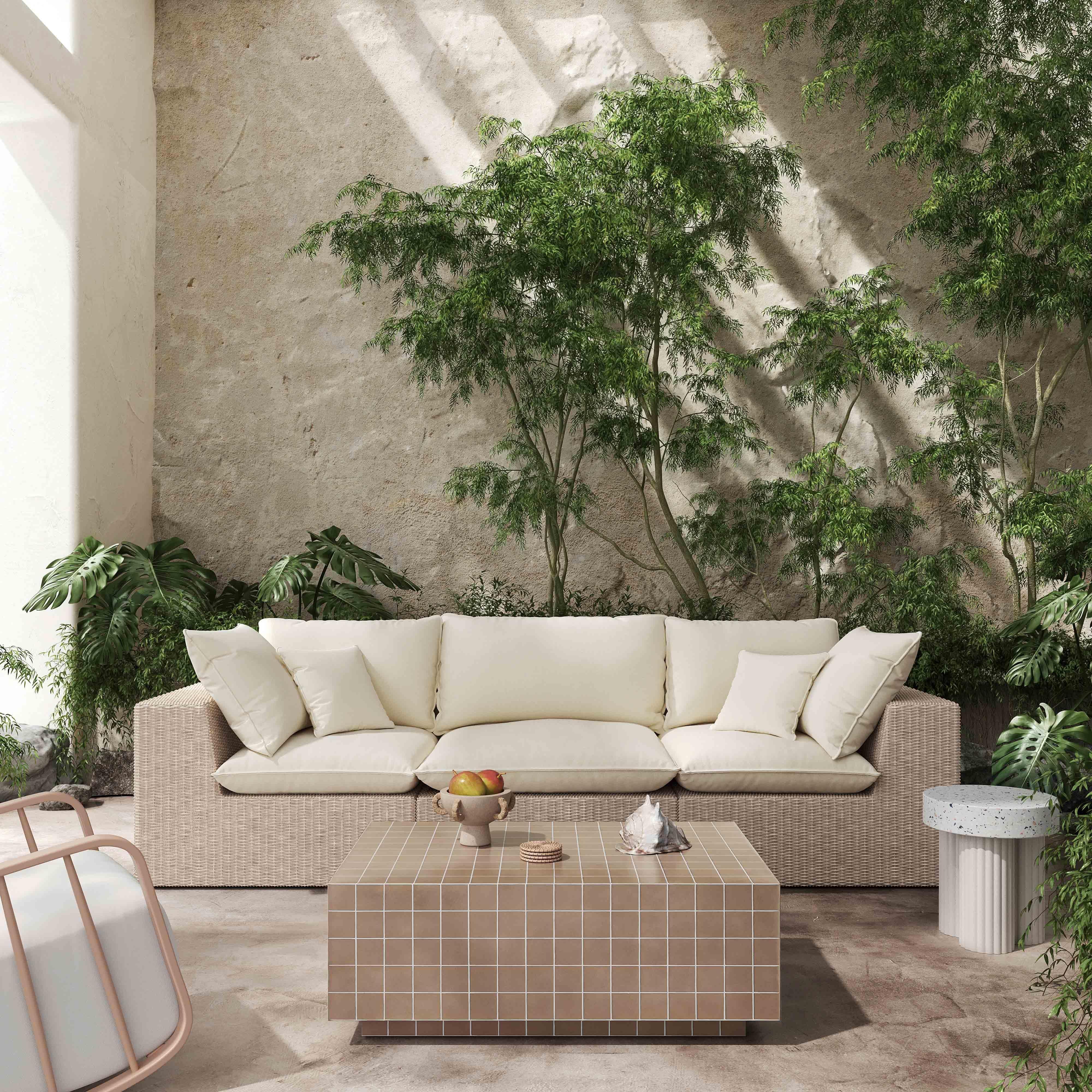 TOV Furniture Mixie Indoor / Outdoor Coffee Table, Taupe, large