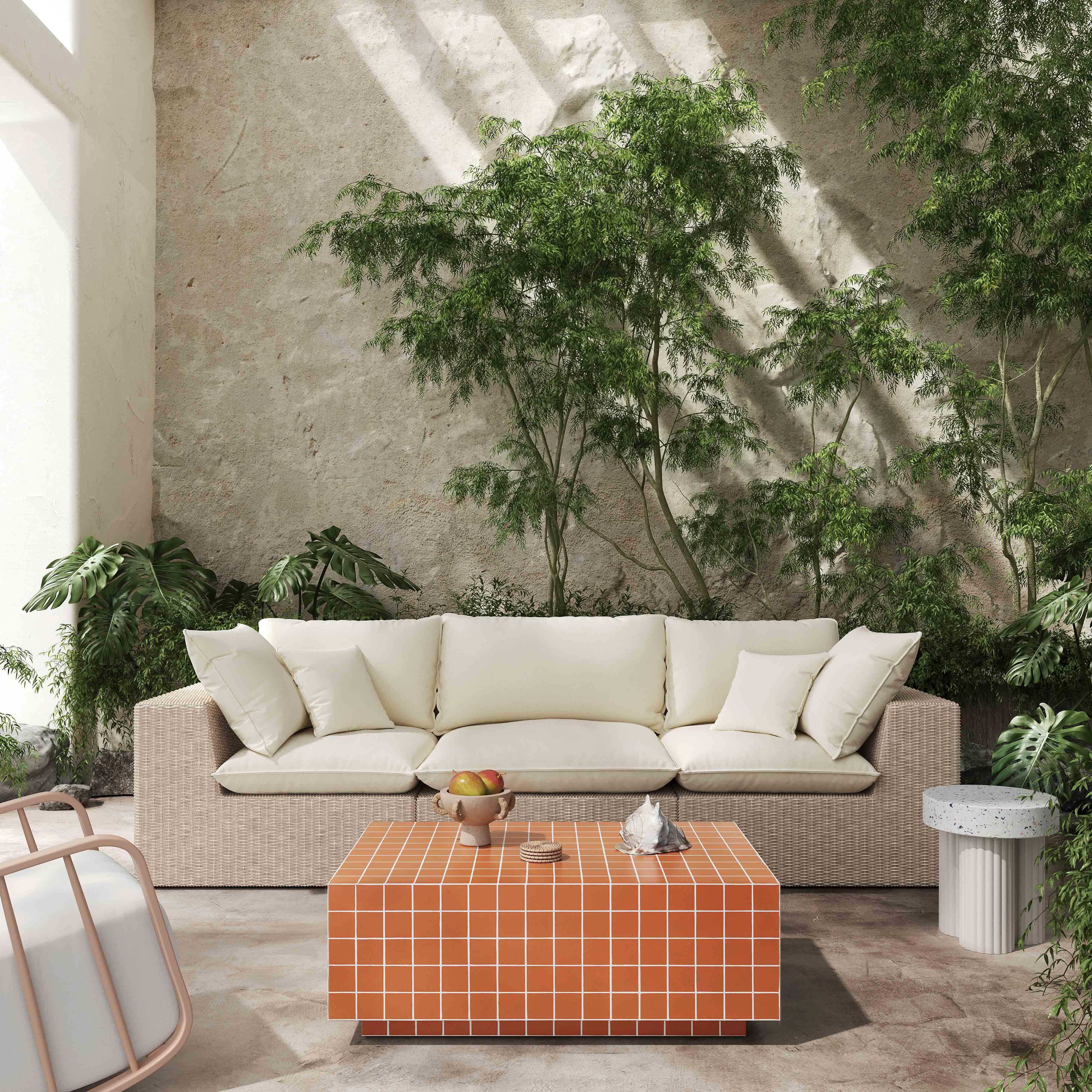 TOV Furniture Mixie Indoor / Outdoor Coffee Table, Orange, large