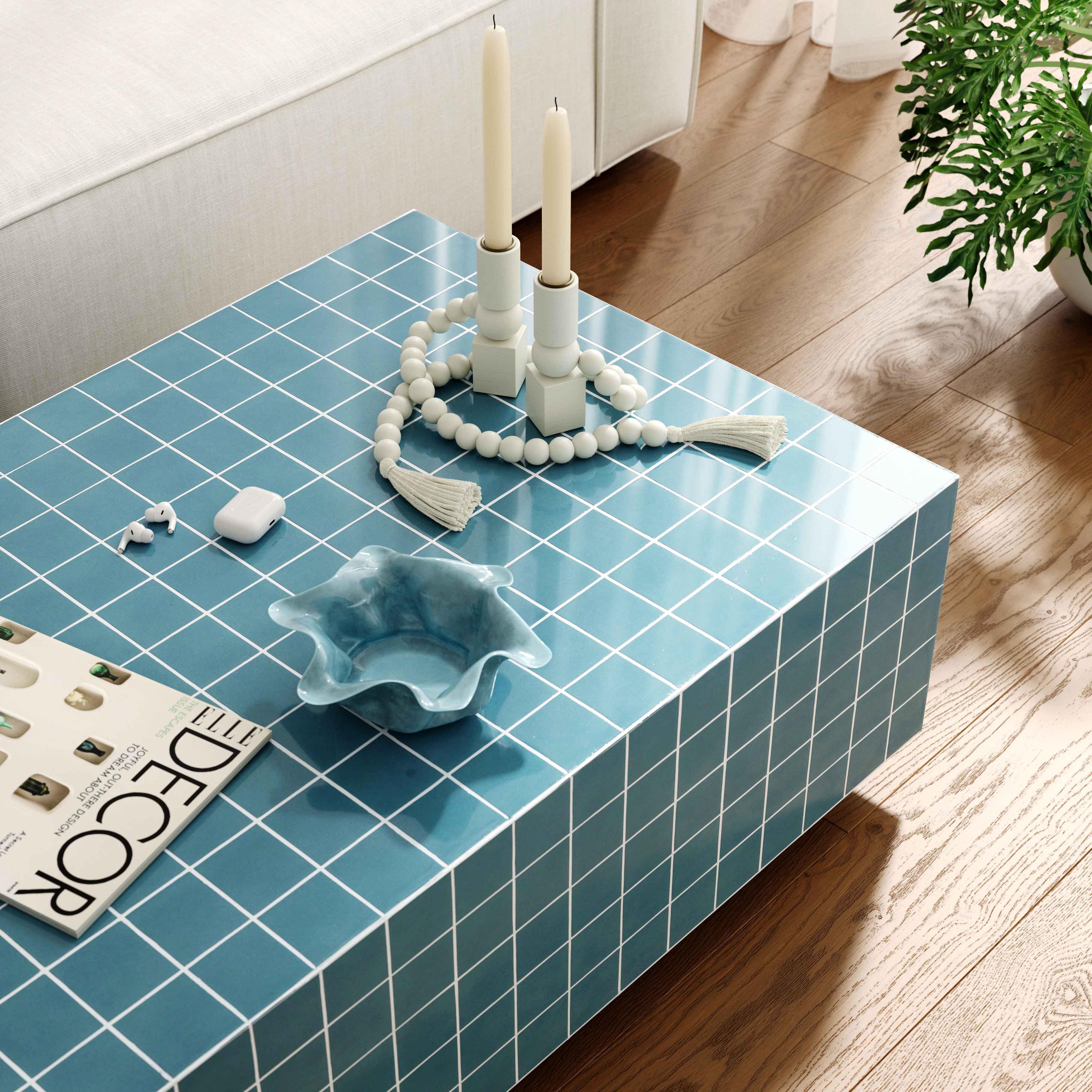 TOV Furniture Mixie Indoor / Outdoor Coffee Table, Blue, rollover