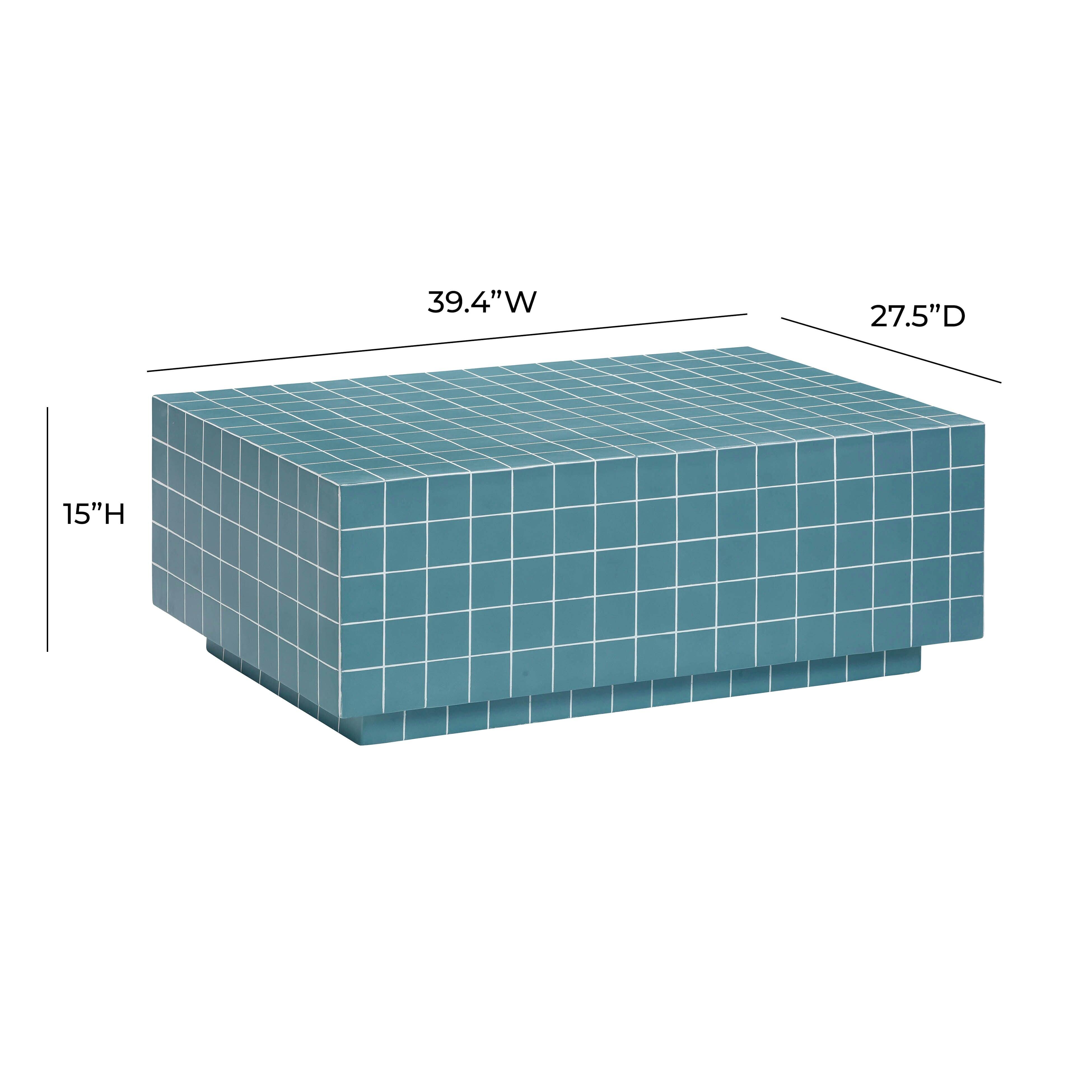 TOV Furniture Mixie Indoor / Outdoor Coffee Table, Blue, large