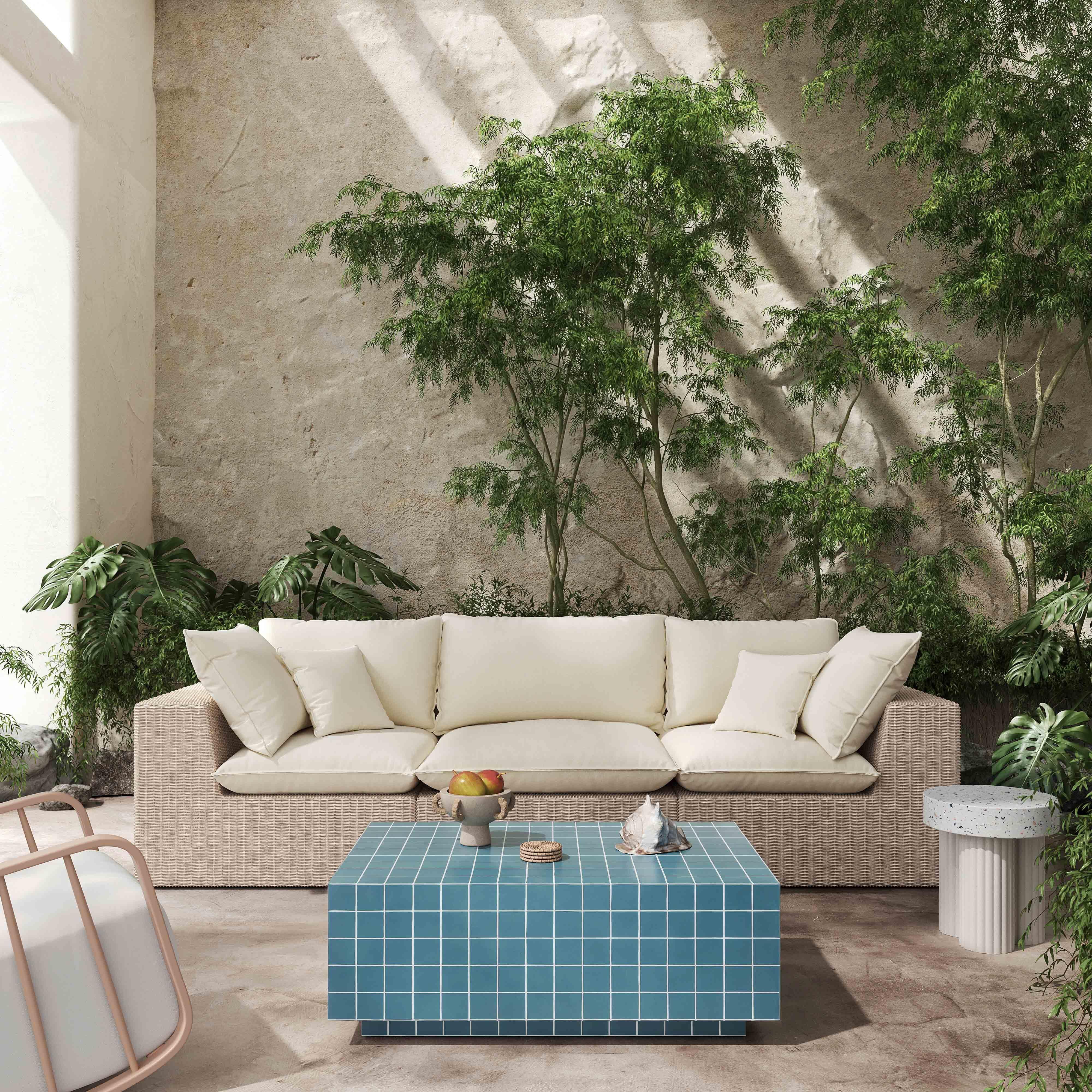 TOV Furniture Mixie Indoor / Outdoor Coffee Table, Blue, large