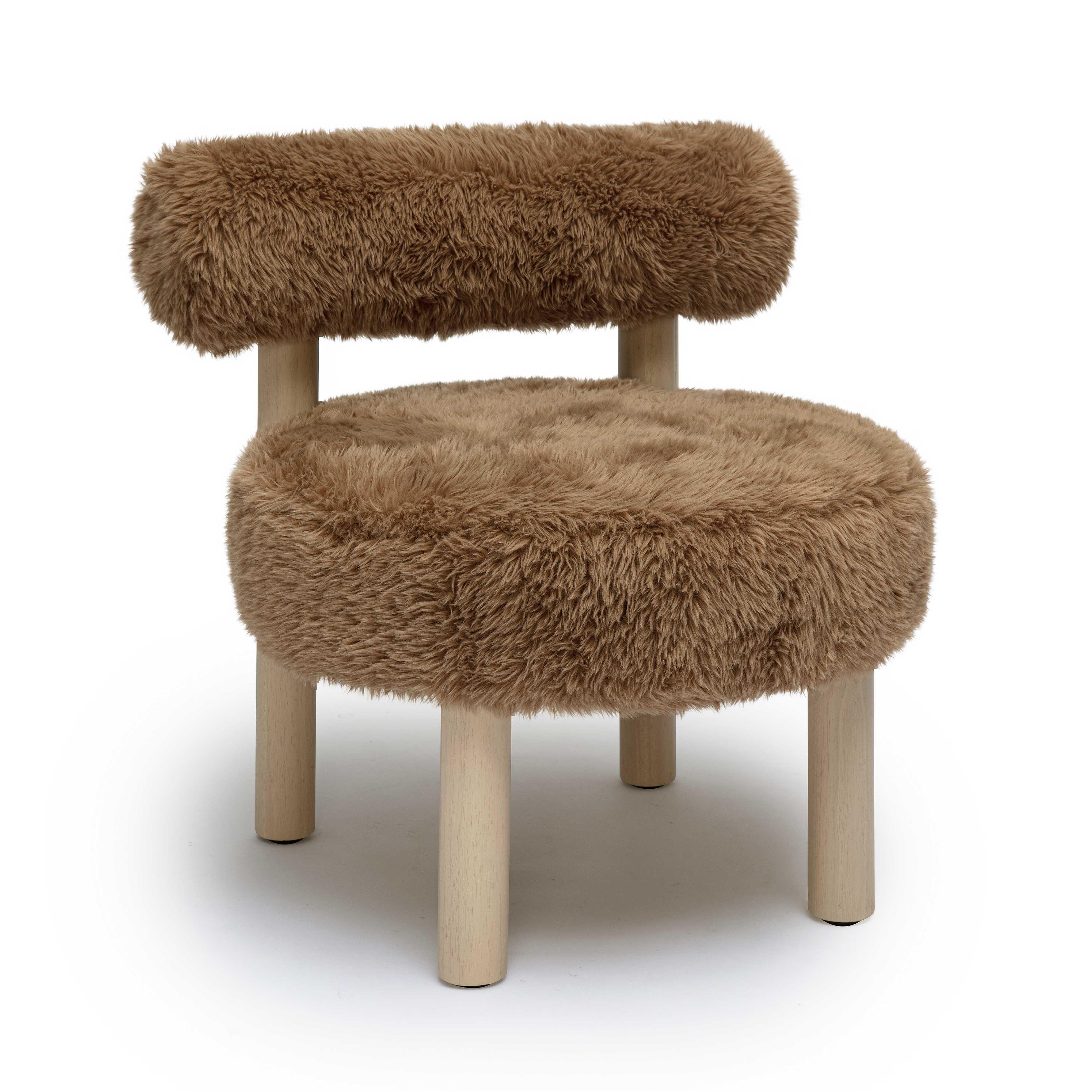 TOV Furniture Carmel Shearling Accent Chair, Taupe, large