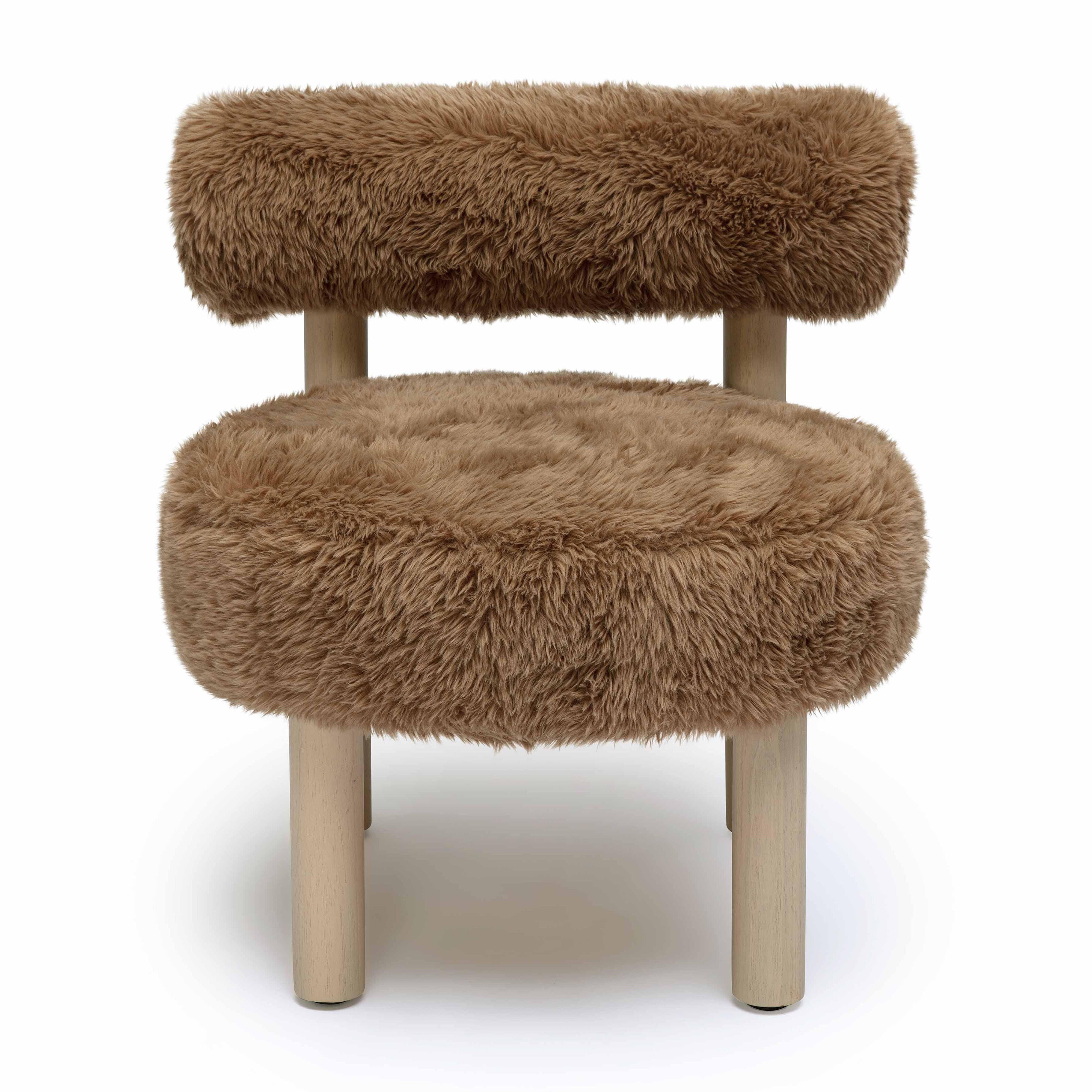 TOV Furniture Carmel Shearling Accent Chair, Taupe, large