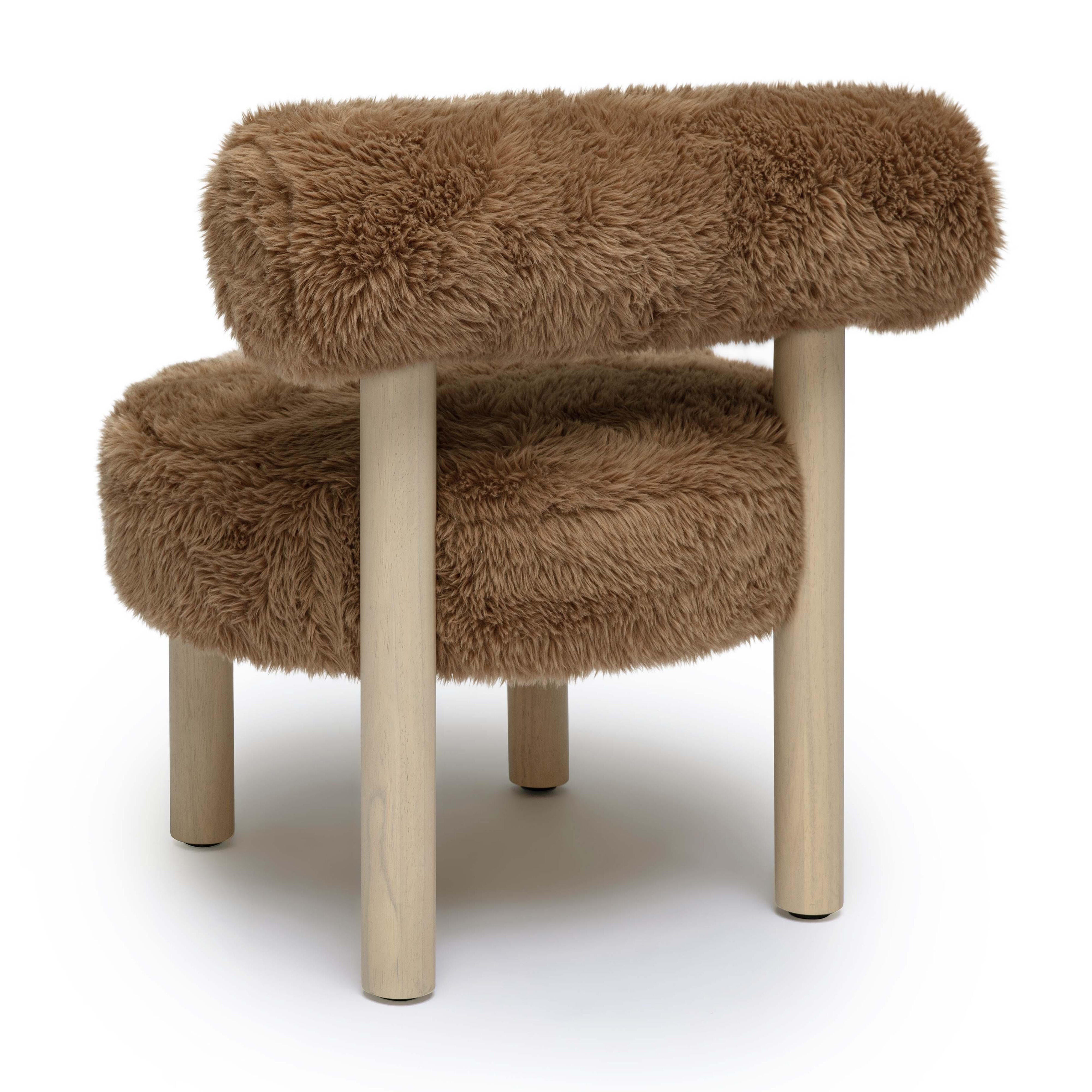 TOV Furniture Carmel Shearling Accent Chair, Taupe, large