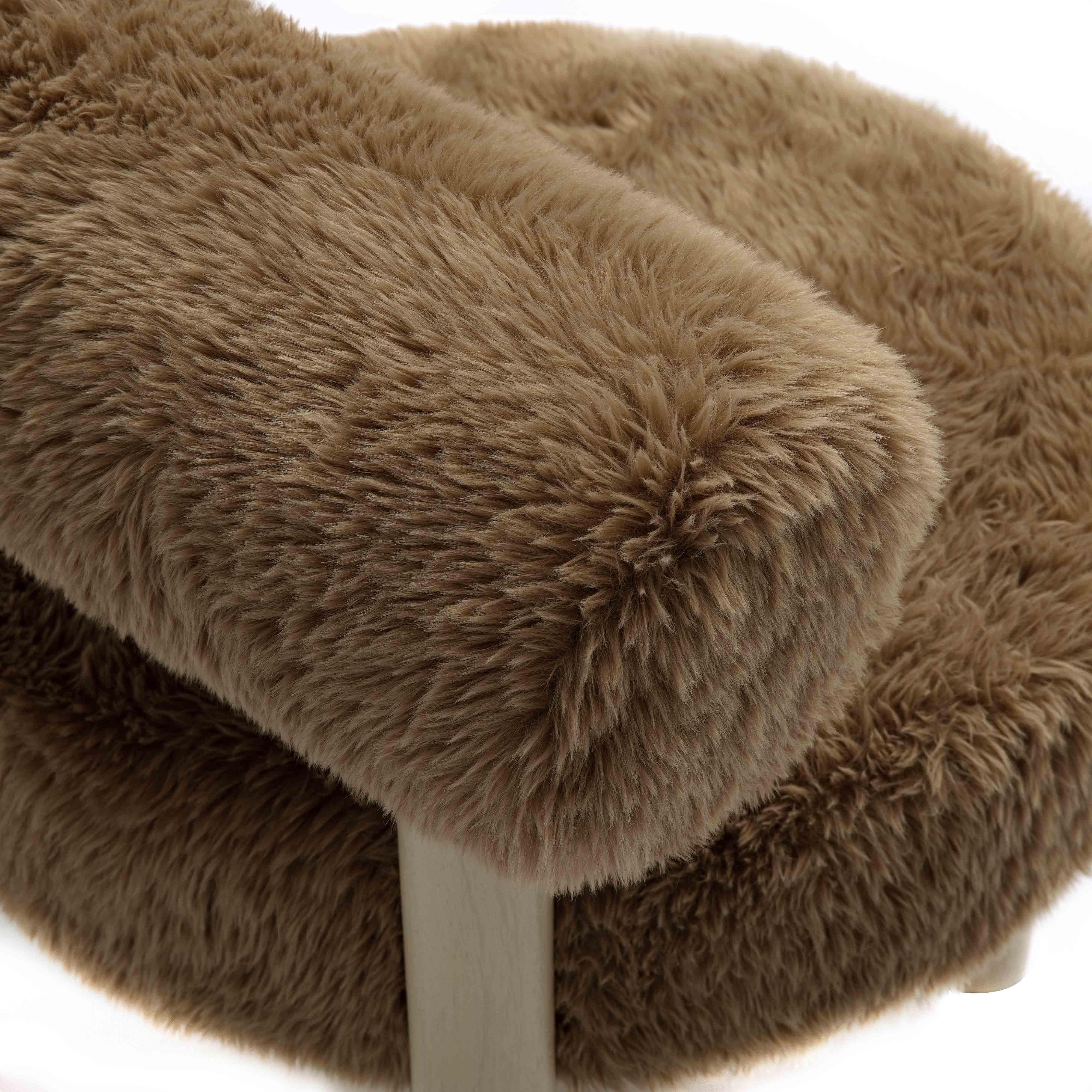 TOV Furniture Carmel Shearling Accent Chair, Taupe, large