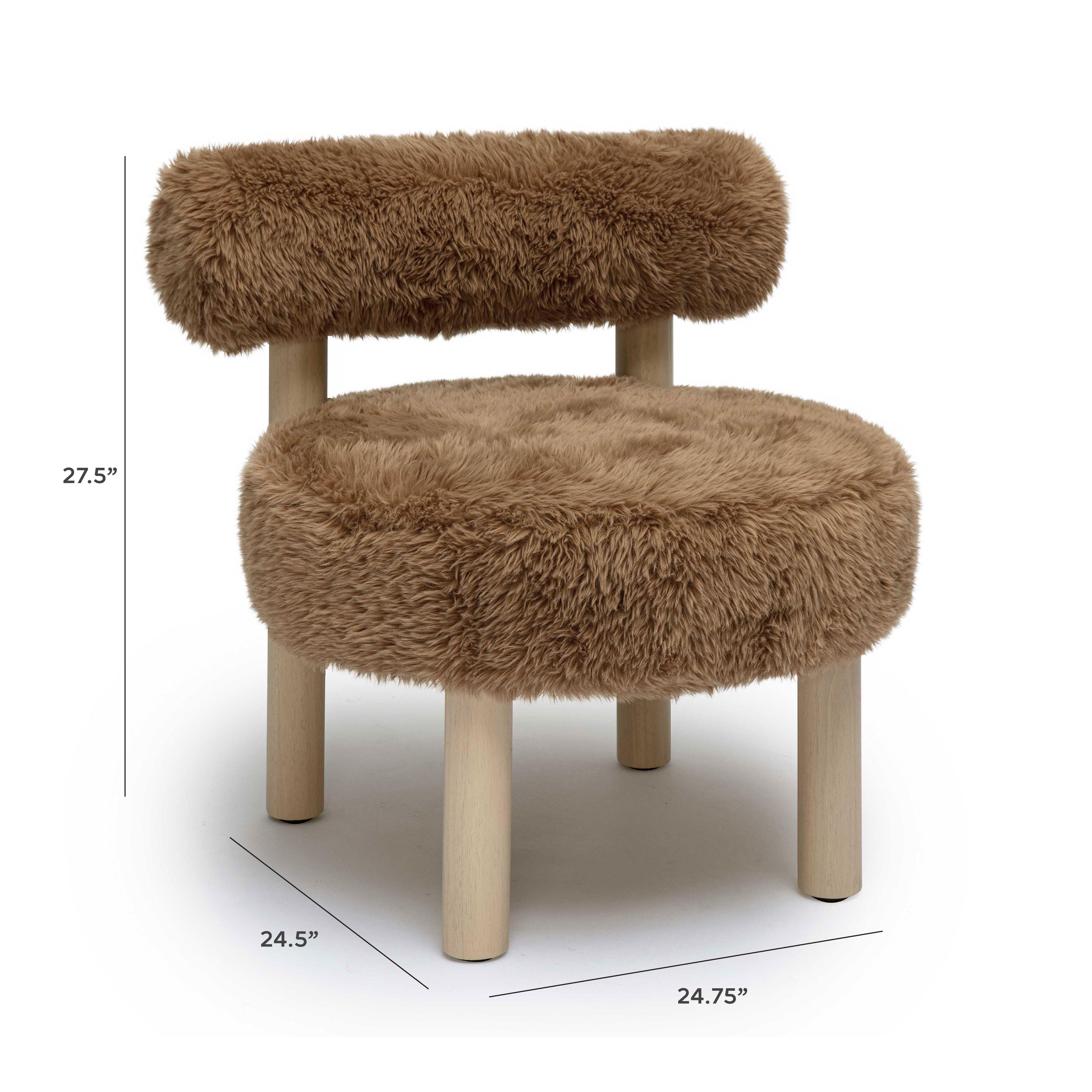 TOV Furniture Carmel Shearling Accent Chair, Taupe, large