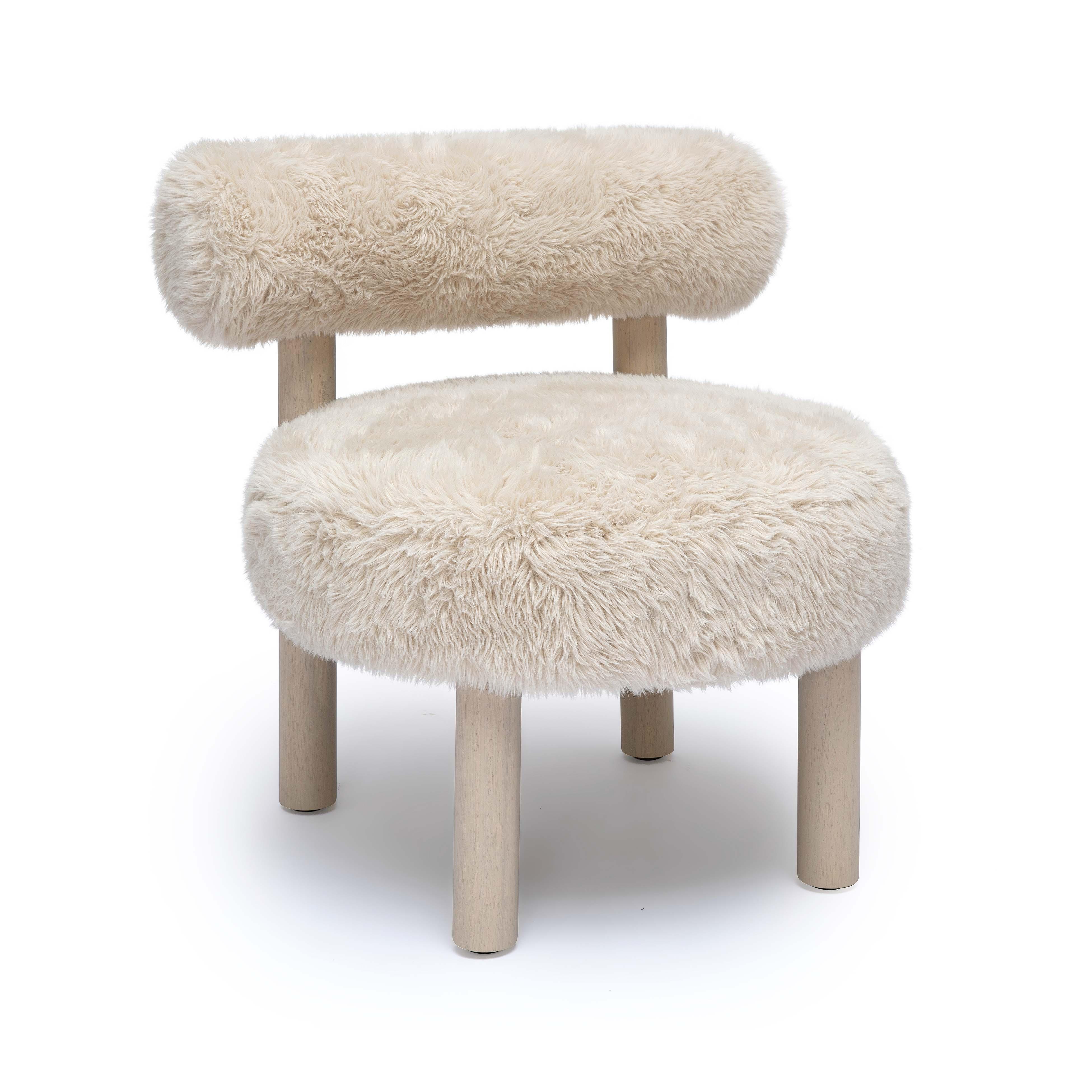 TOV Furniture Carmel Shearling Accent Chair, Natural, large
