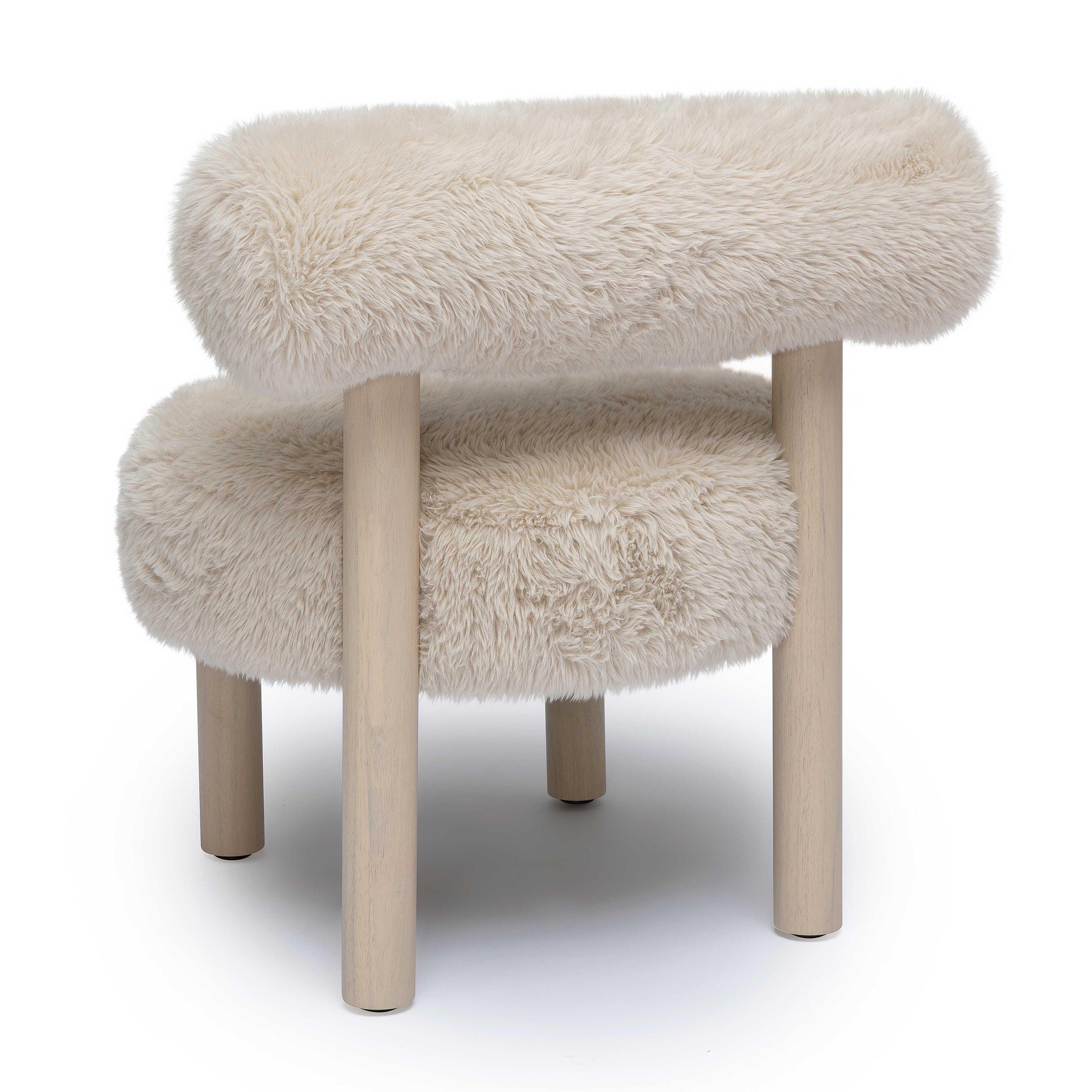 TOV Furniture Carmel Shearling Accent Chair, Natural, large